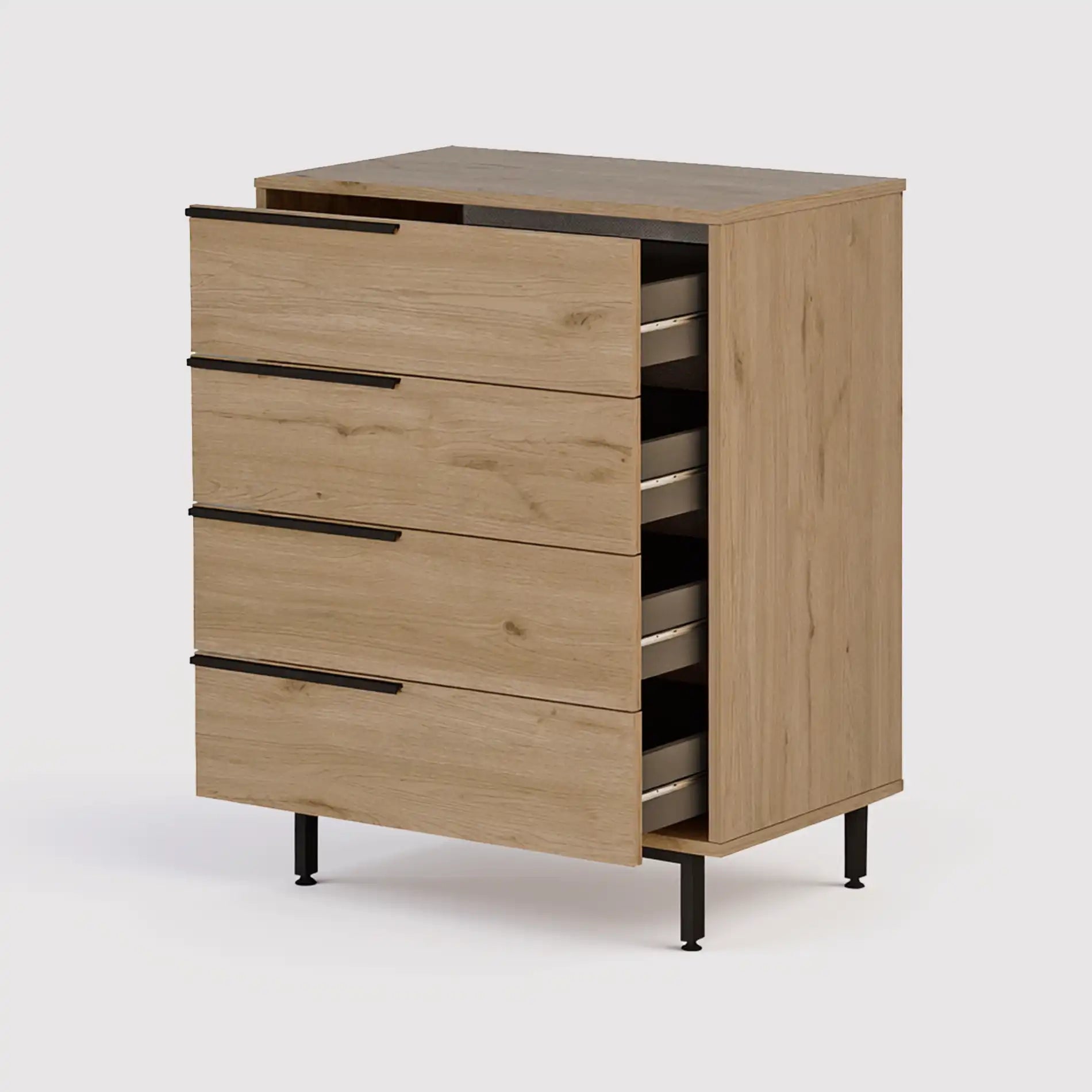 Maguey - Cassettiera moderna marrone con 4 cassetti