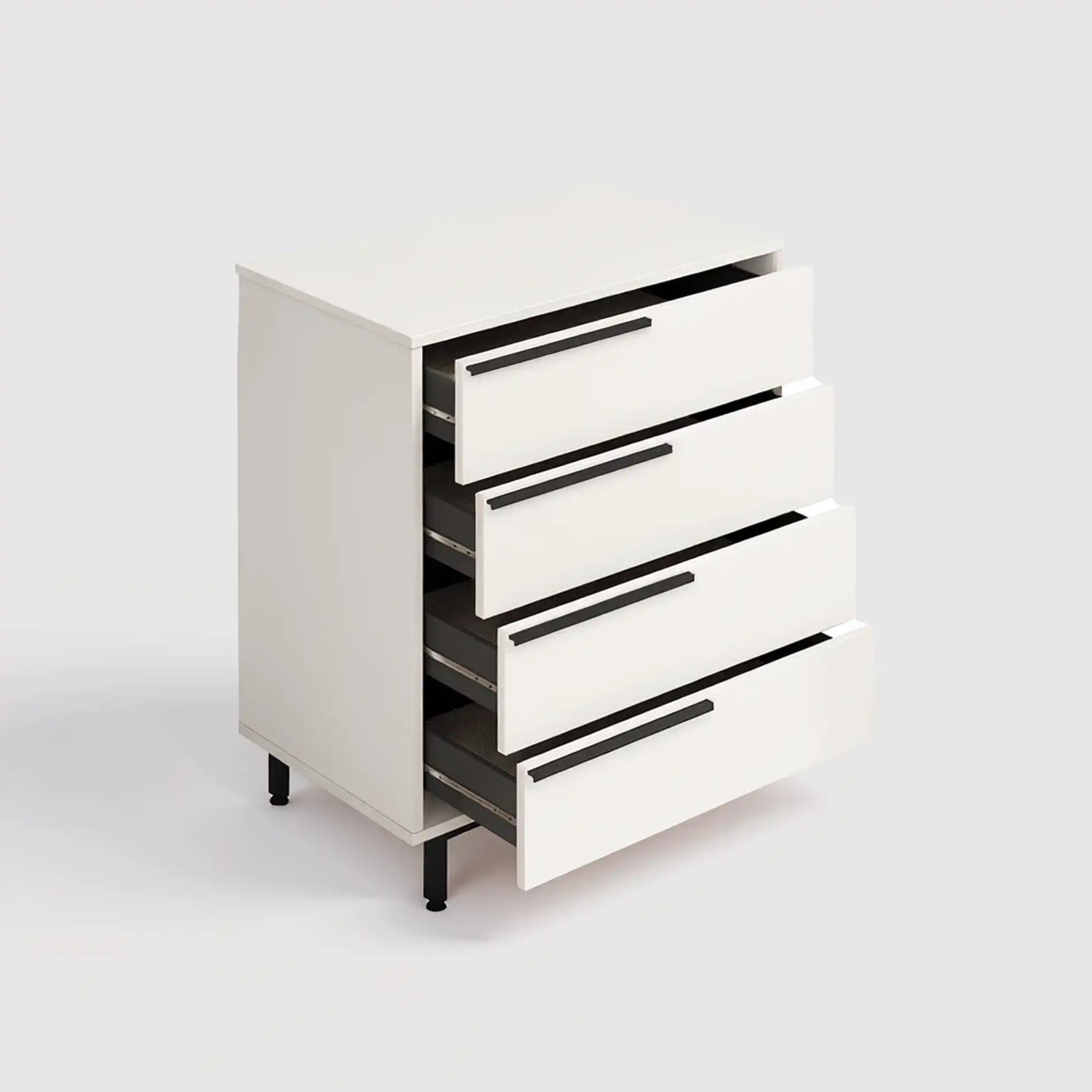 Vahona - Cassettiera bianca moderna con 4 cassetti