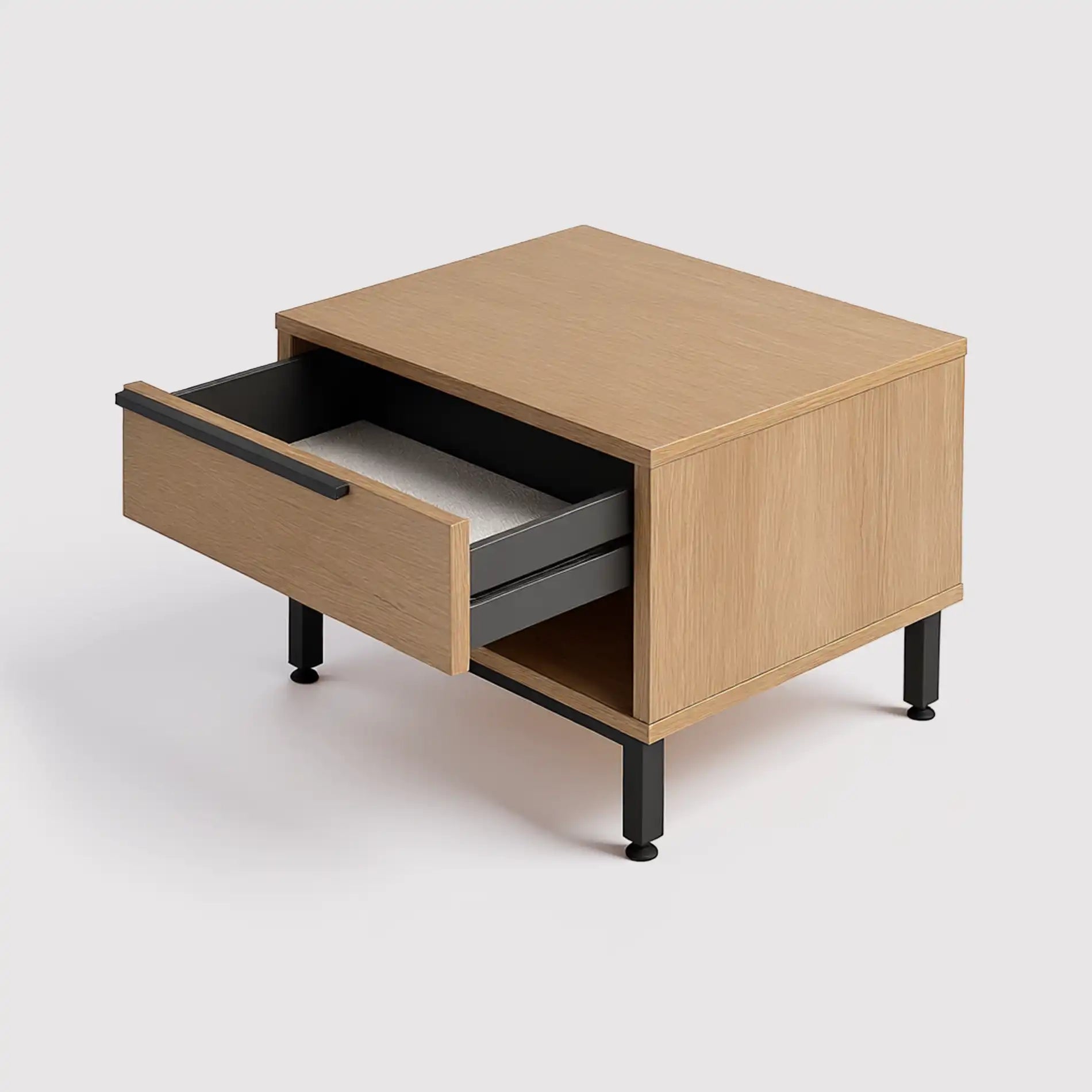 Jeera - Comodino basso moderno con 1 cassetto e 1 vano