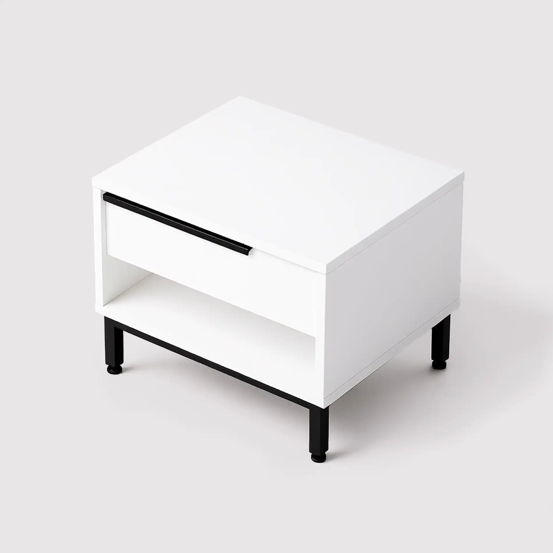 Sabbar - Comodino bianco moderno con 1 cassetto