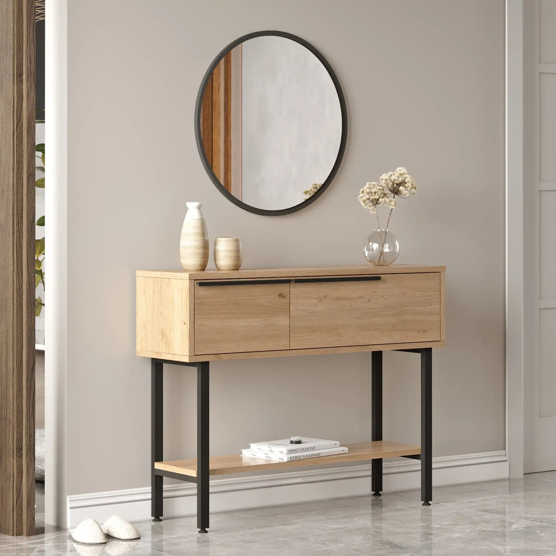 Anbar - Specchio tondo moderno grigio antracite Ø 60 cm