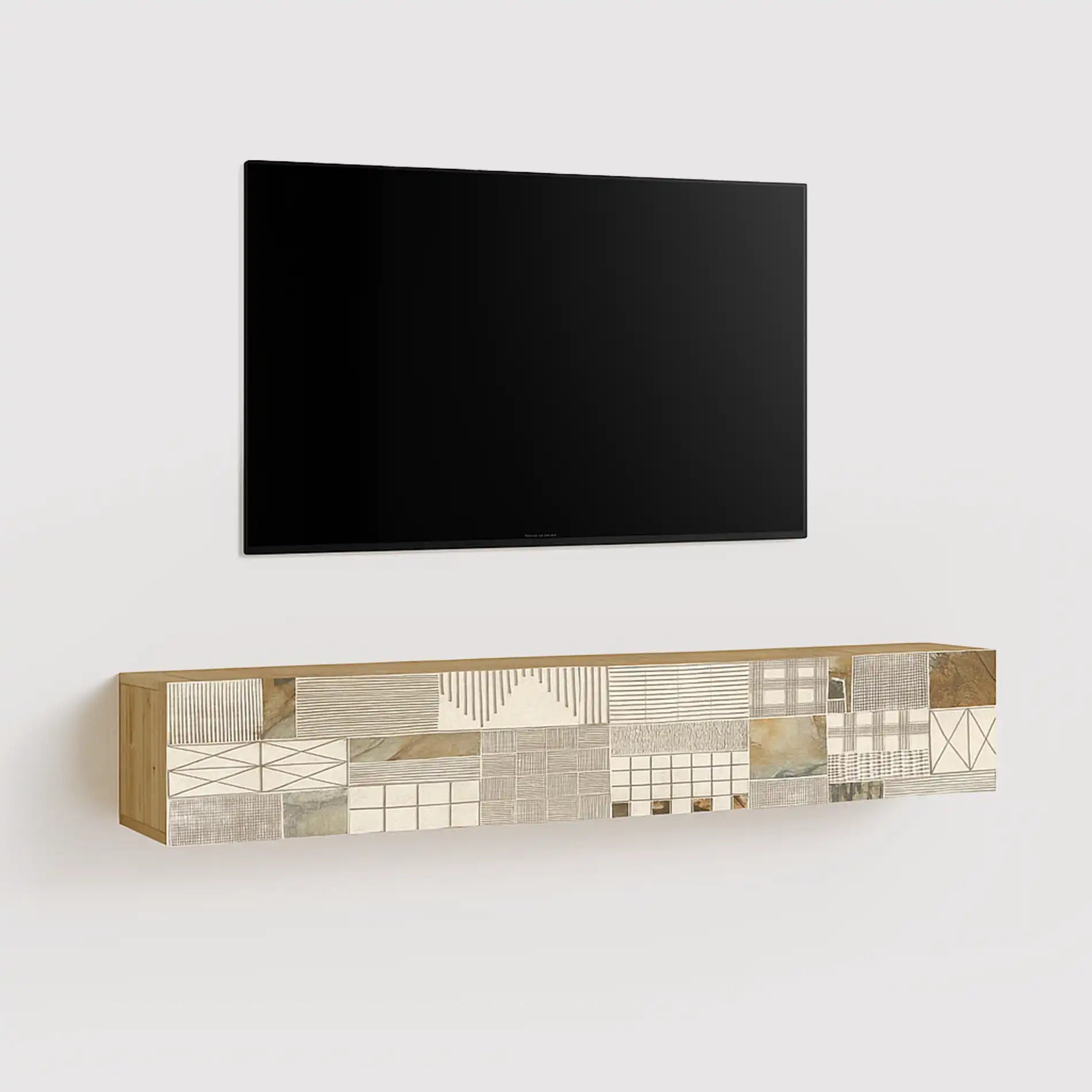 Kasuri - Mobile TV sospeso moderno con 2 ante decorate