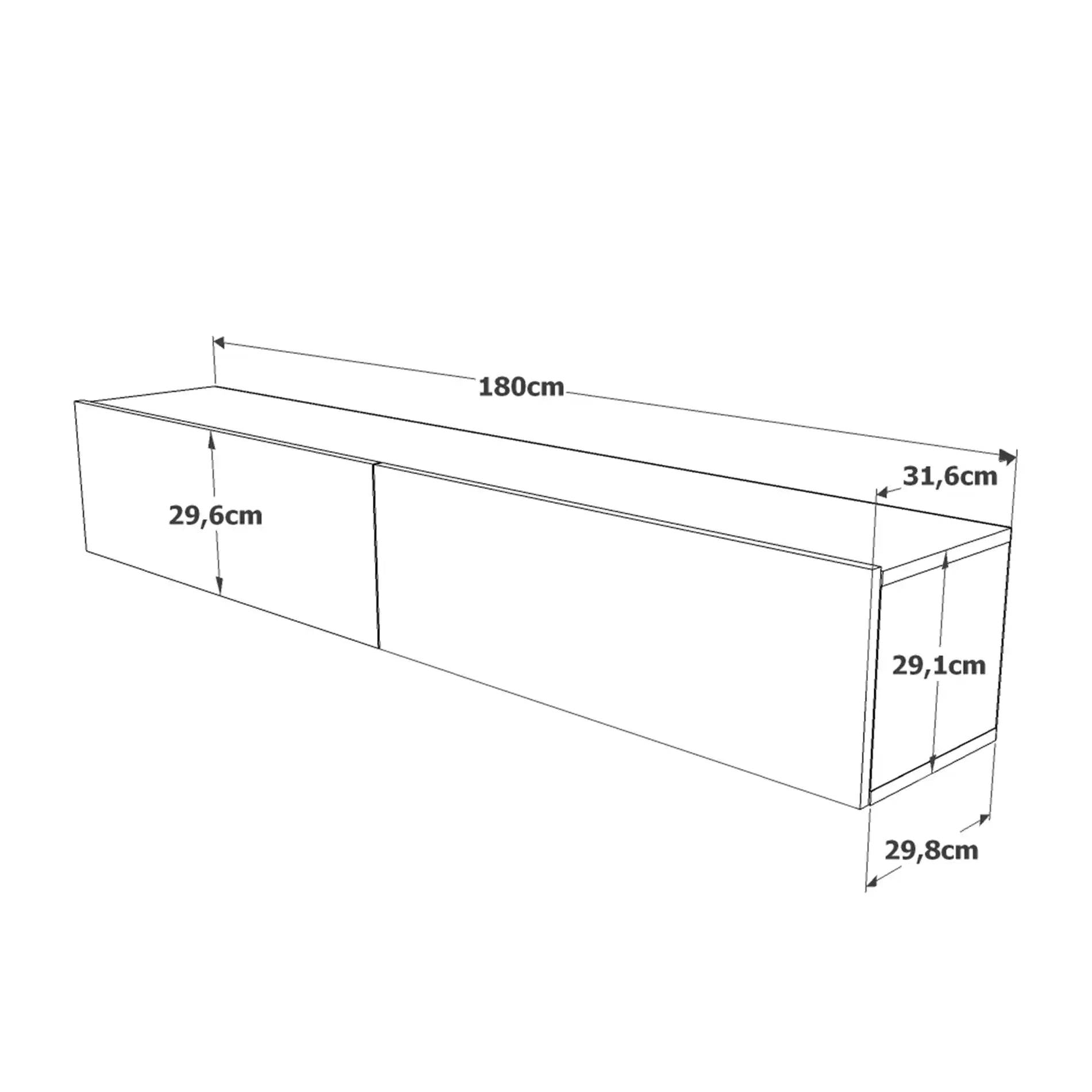 Kasuri - Mobile TV sospeso moderno con 2 ante decorate