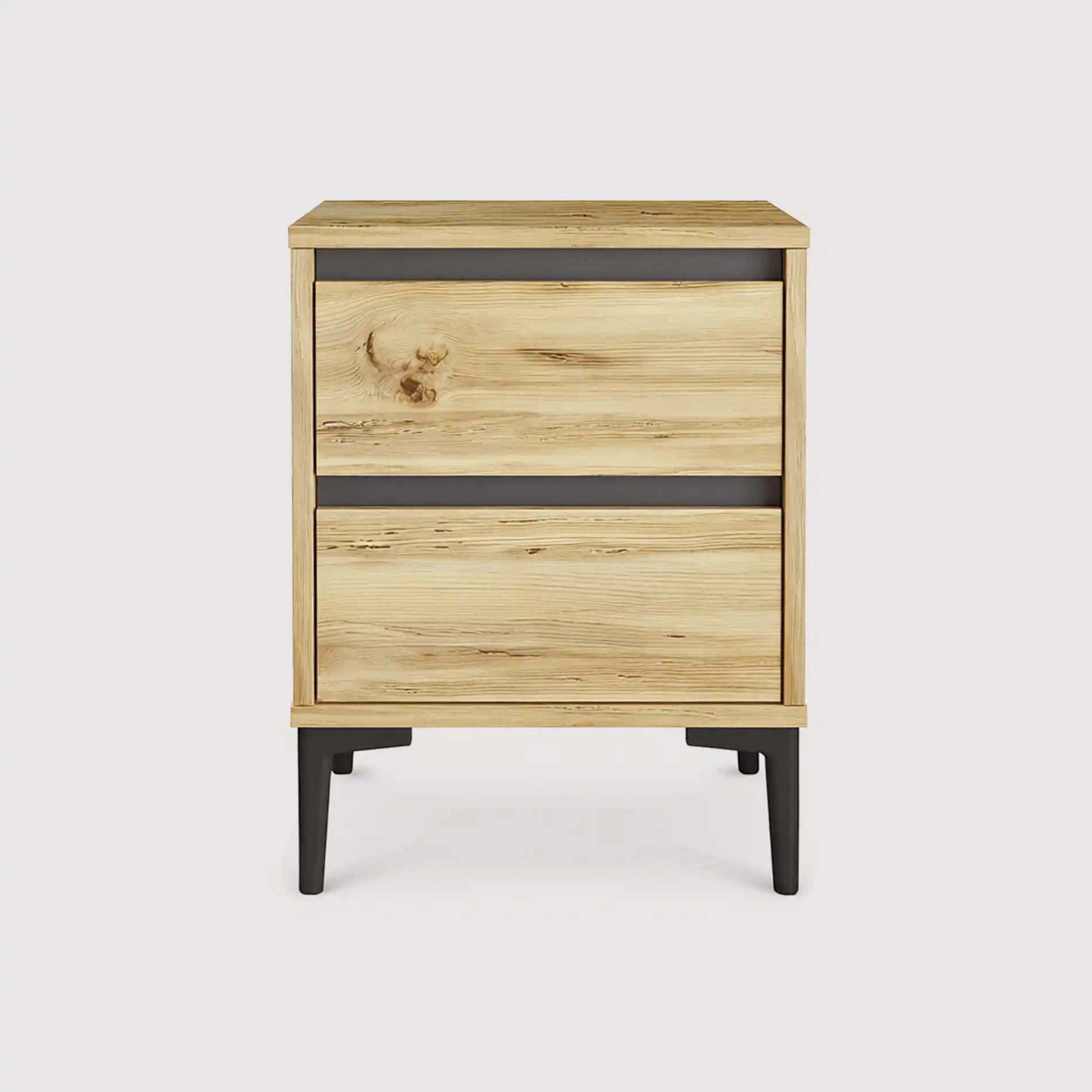 Okwara - Comodino stile scandinavo marrone chiaro con 2 cassetti