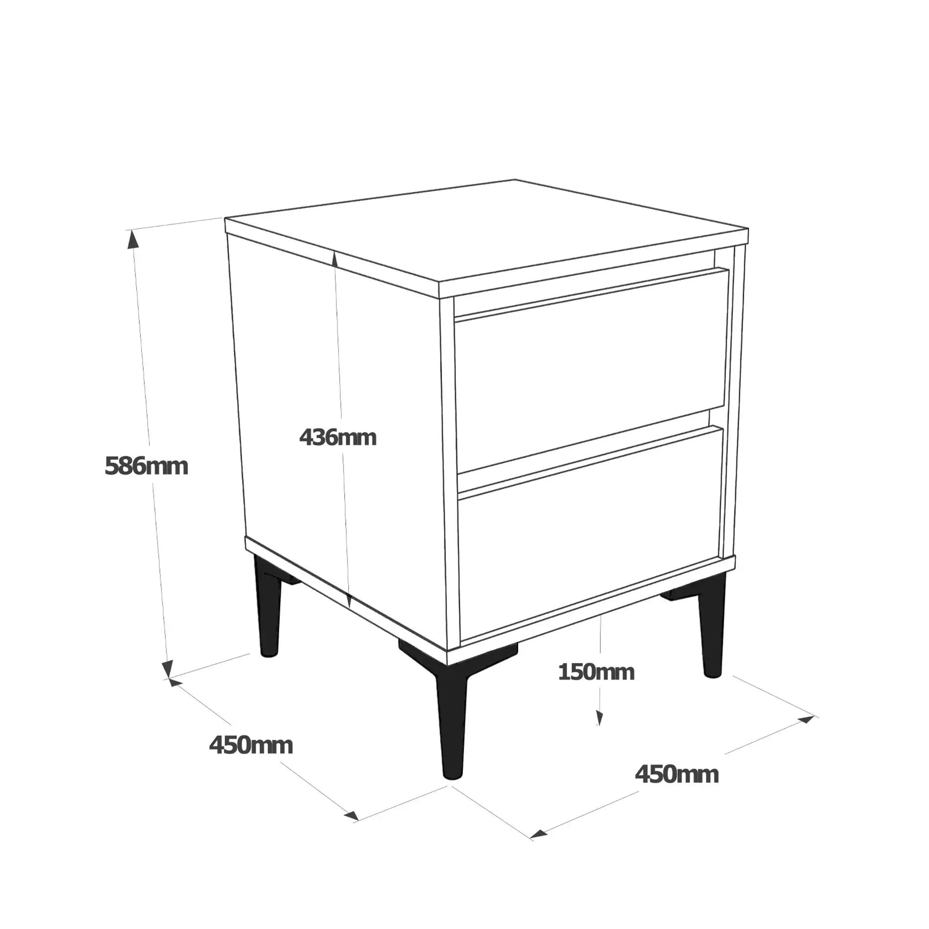 Okwara - Comodino stile scandinavo marrone chiaro con 2 cassetti