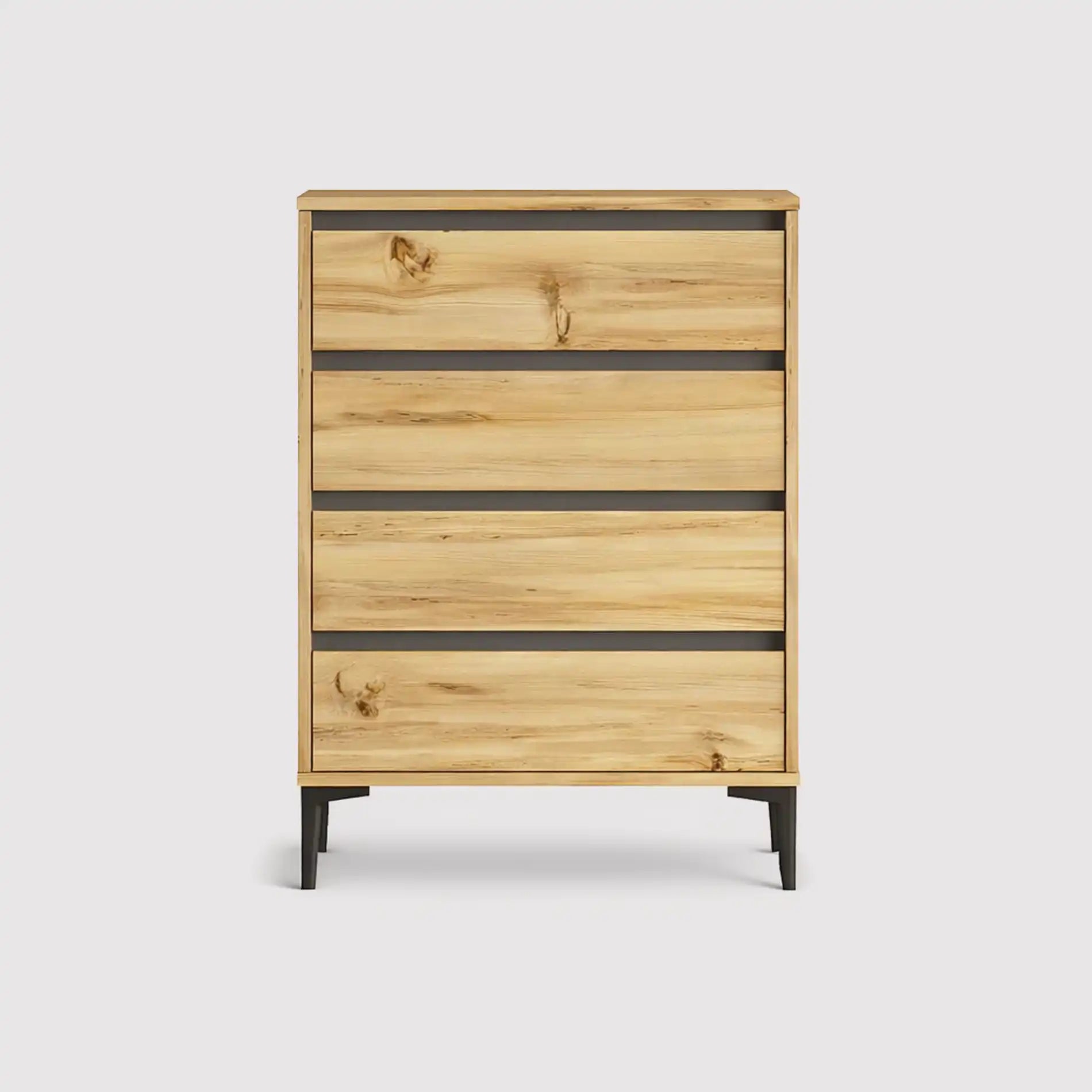 Yarala - Cassettiera stile scandinavo marrone chiaro con 4 cassetti