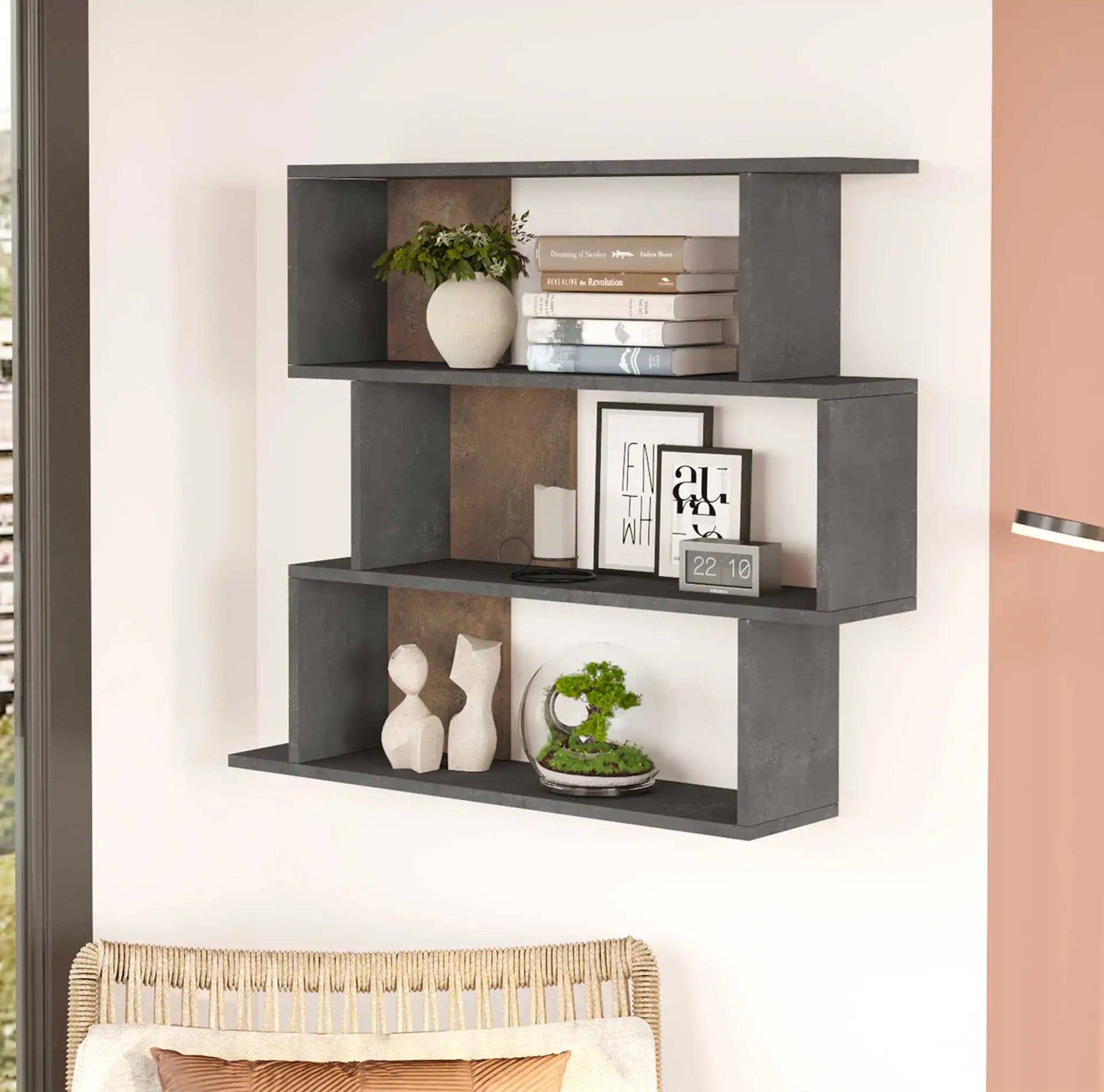 Dalrae - Scaffale pensile con 3 vani in stile moderno