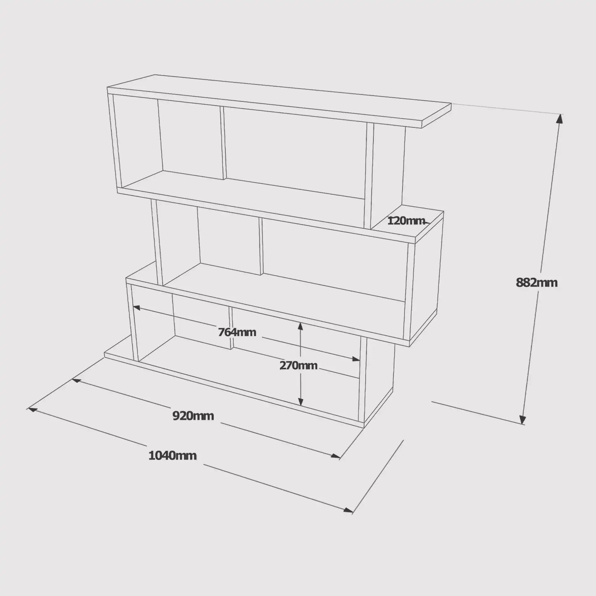 Dalrae - Scaffale pensile con 3 vani in stile moderno