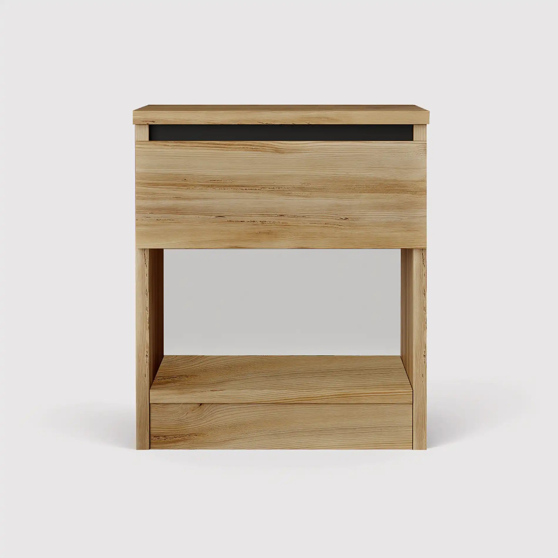 Marzeh - Comodino moderno color rovere chiaro con 1 cassetto