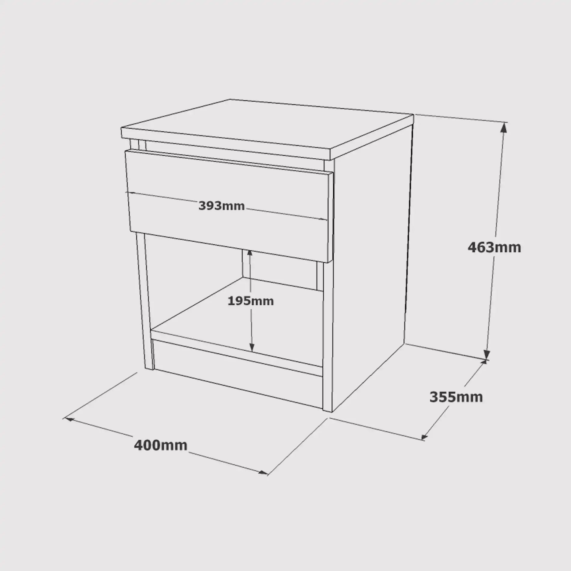 Marzeh - Comodino moderno color rovere chiaro con 1 cassetto