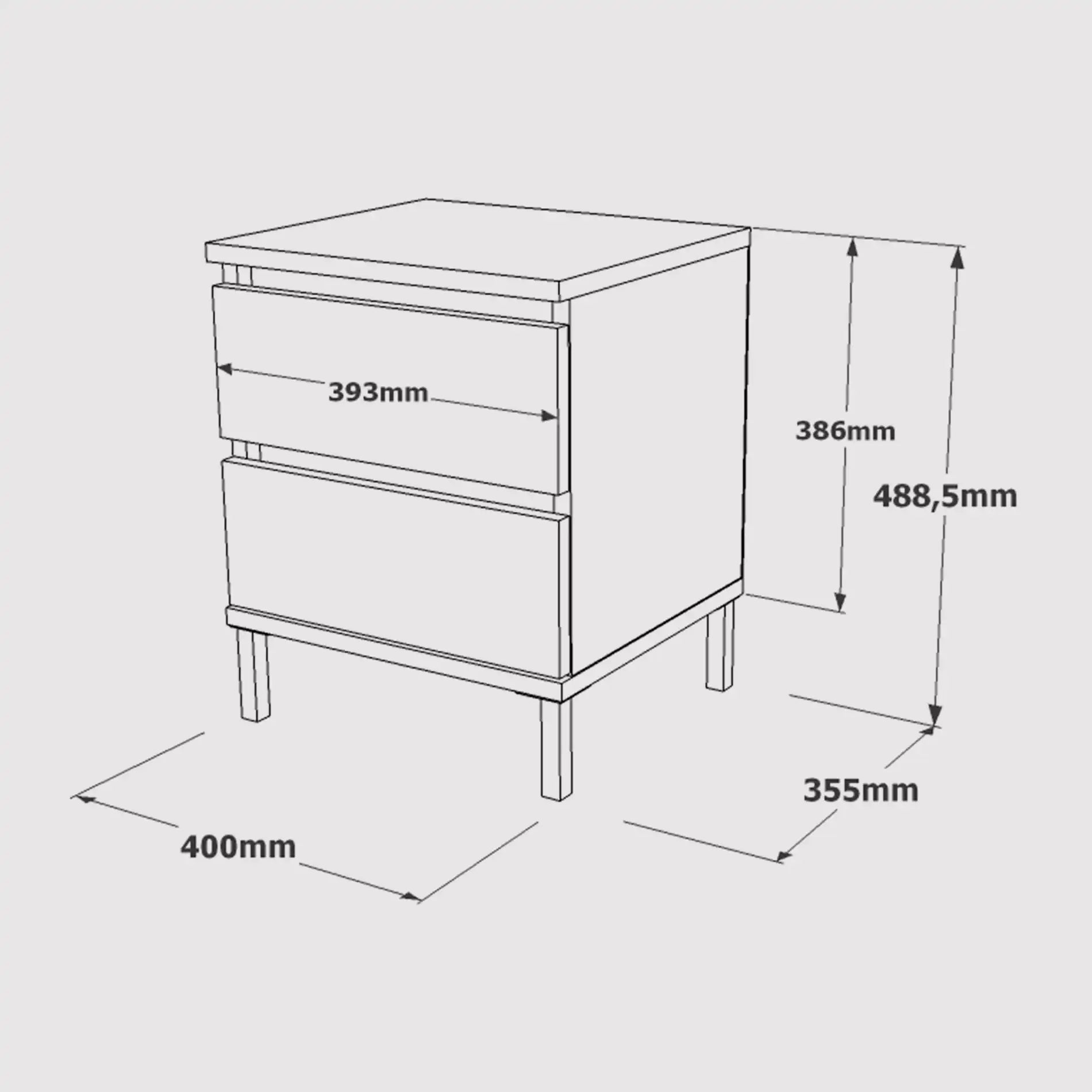 Zatar - Comodino con 2 cassetti color rovere chiaro