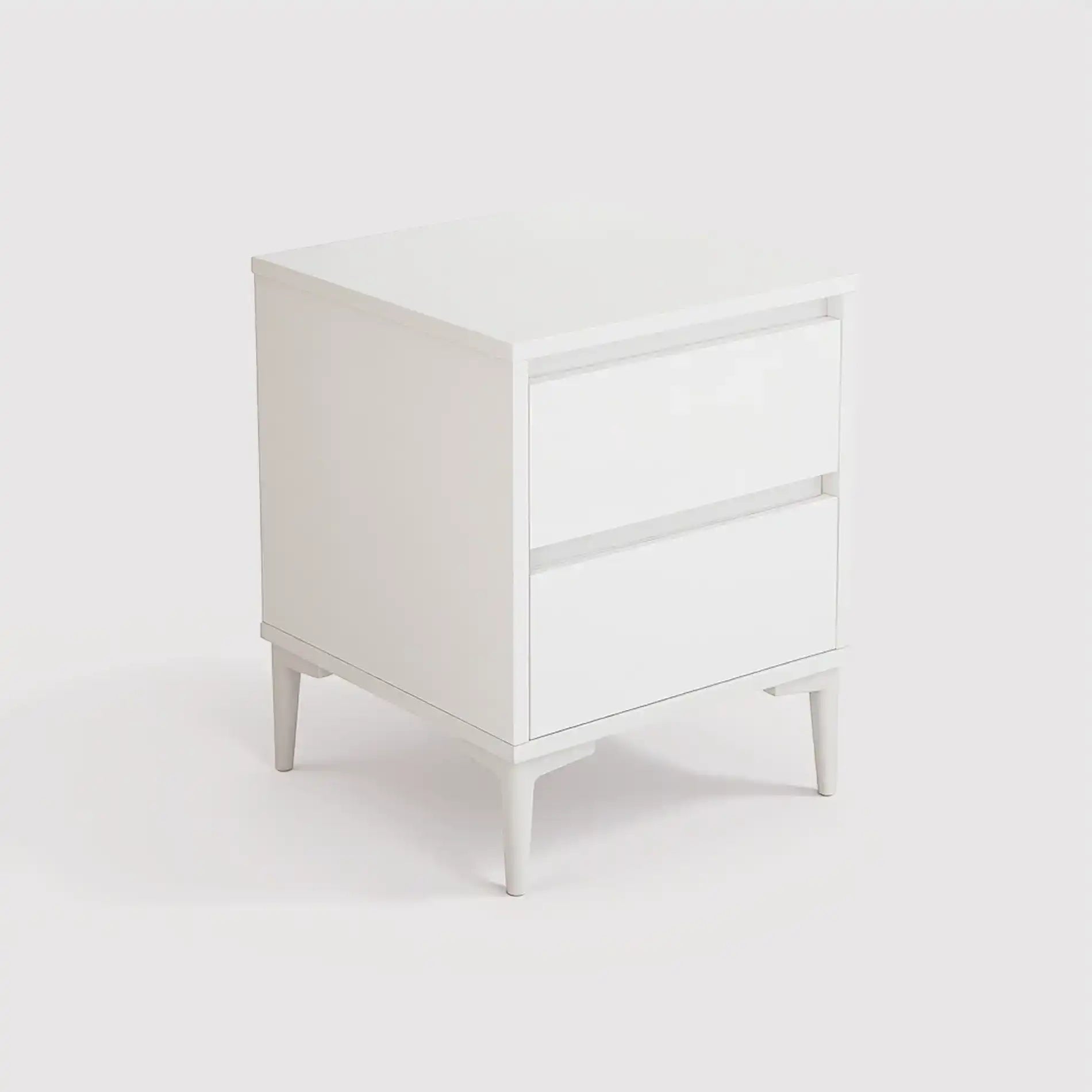 Hayl - Comodino bianco in stile moderno con 2 cassetti