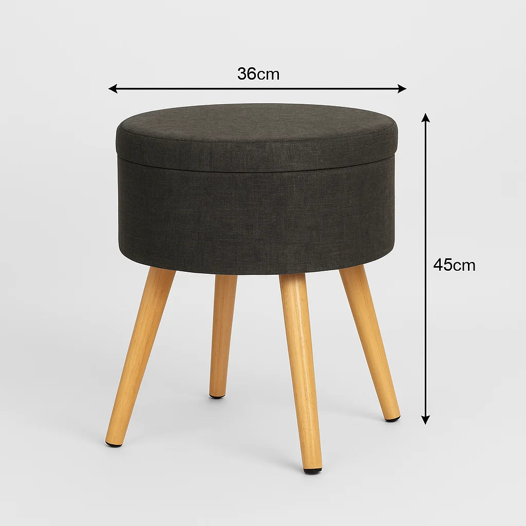 Zahara - Dark Grey Storage Stool Modern Style