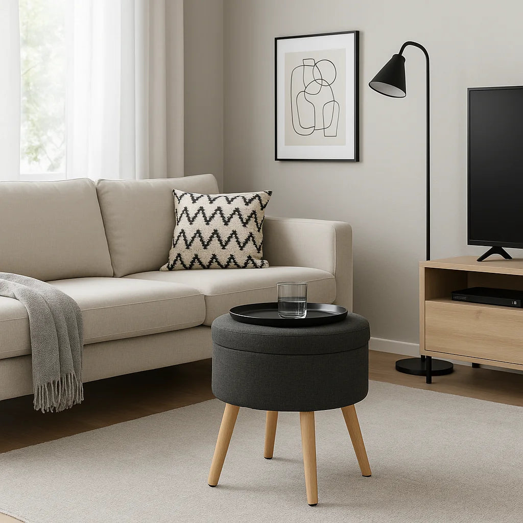 Zahara - Sgabello contenitore in grigio scuro stile moderno
