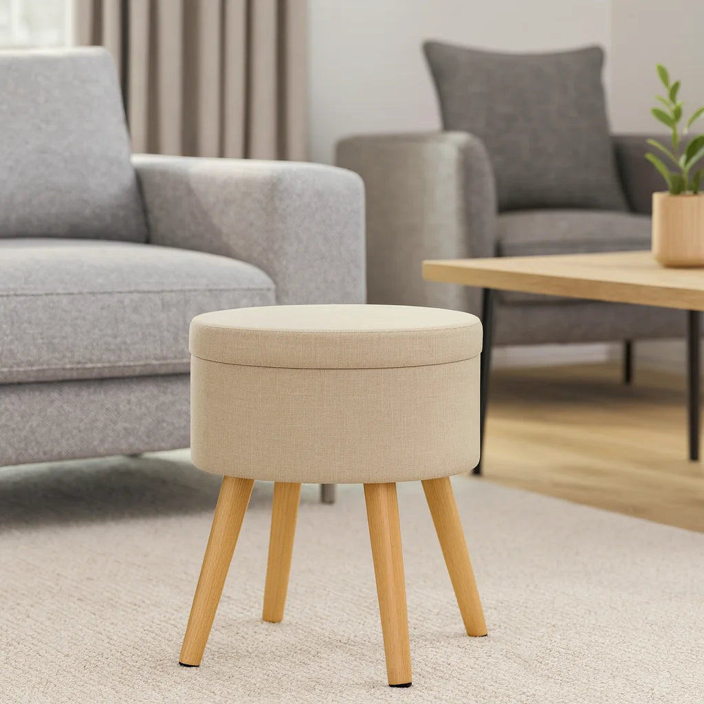 Tiaré - Sgabello poggiapiedi colore beige  stile moderno