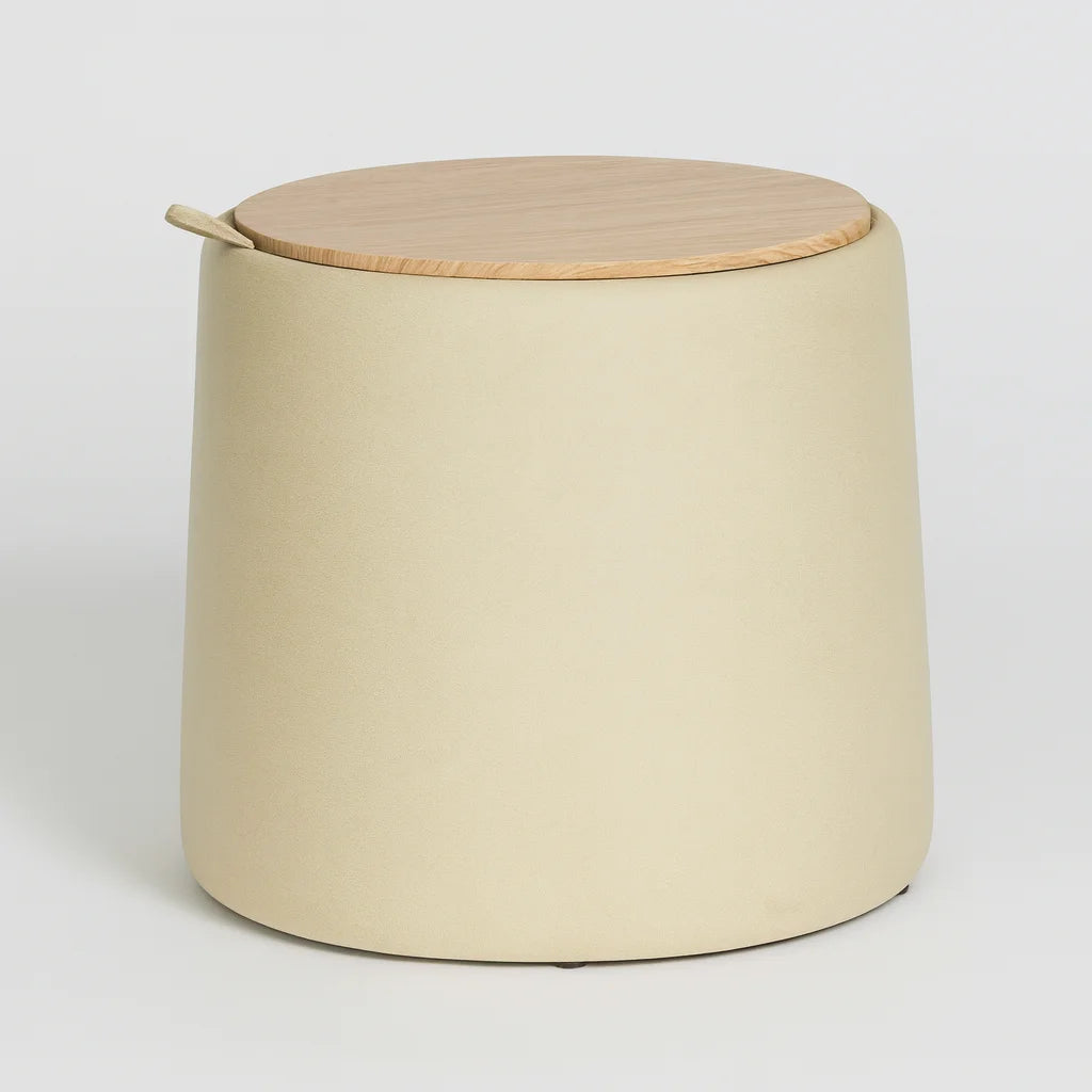 Gardenia – Modern Beige PU Storage Ottoman Stool with MDF Wood Frame