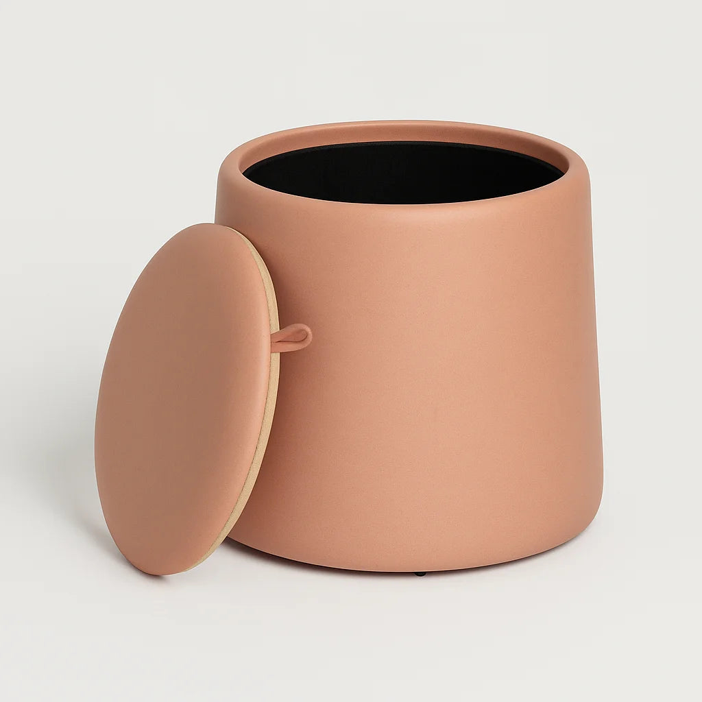 Lisianthus – Puff con Almacenaje en PU Rosa con Estructura de Madera MDF