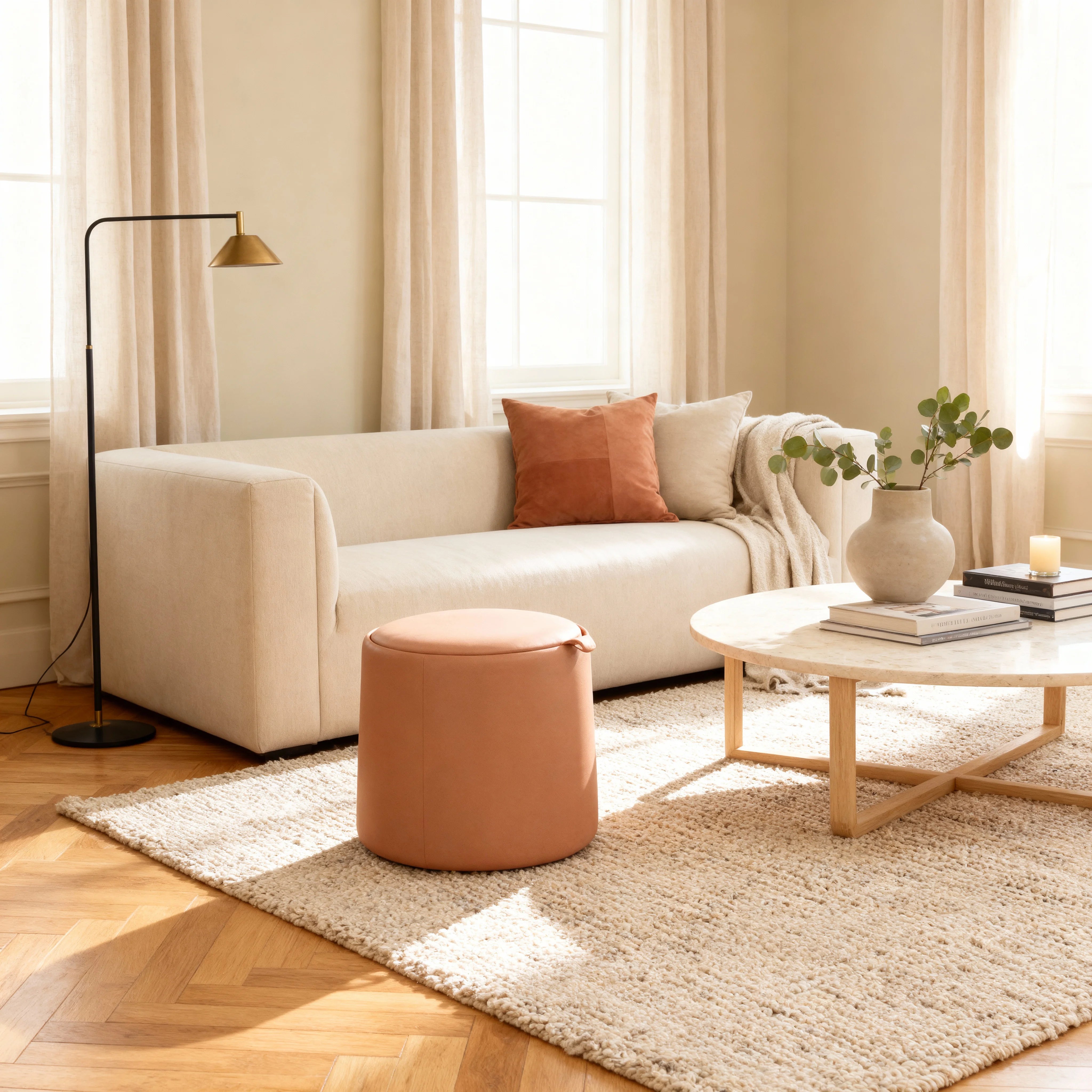 Lisianthus - Pouf contenitore rosa stile moderno