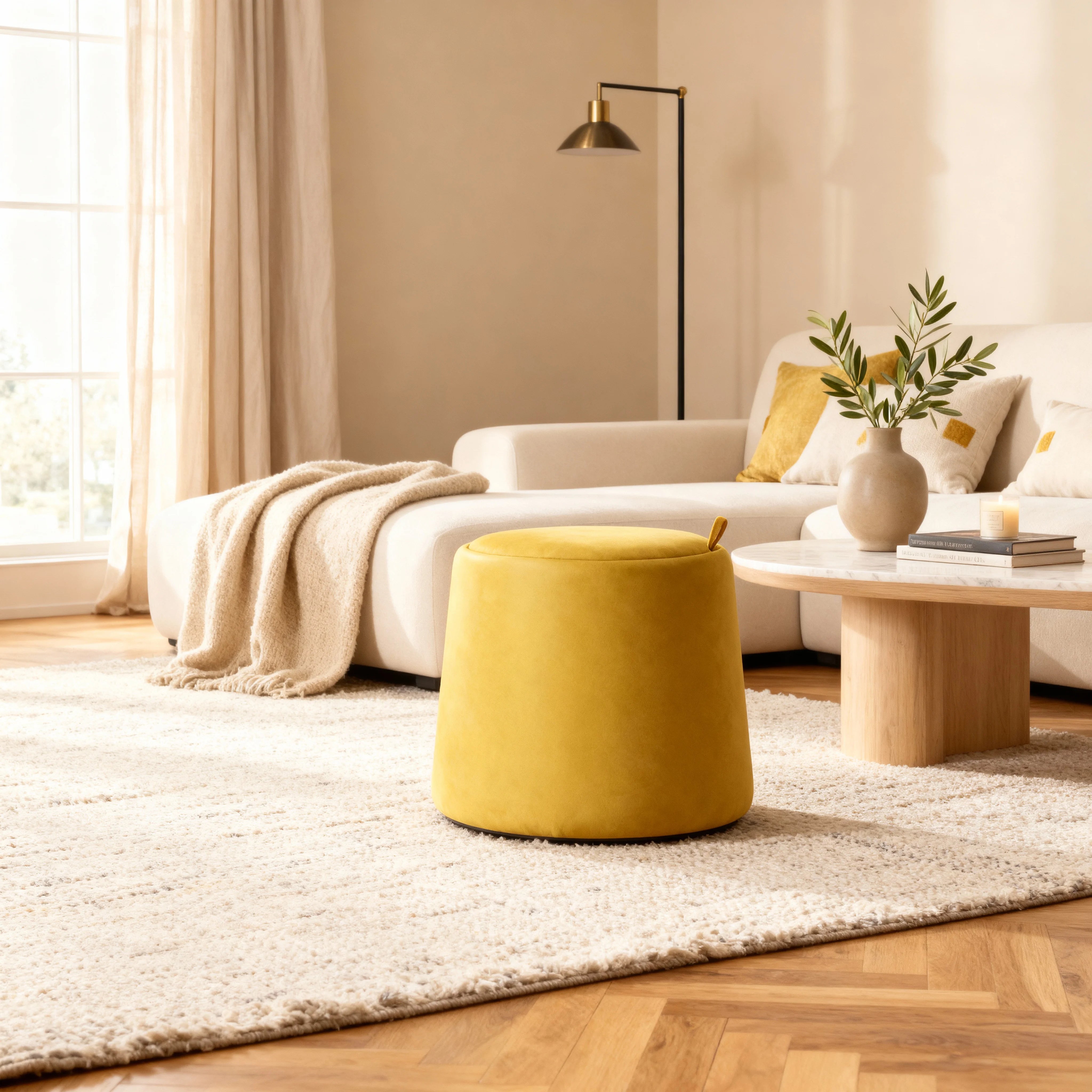 Cassiope - Pouf contenitore colore giallo moderno