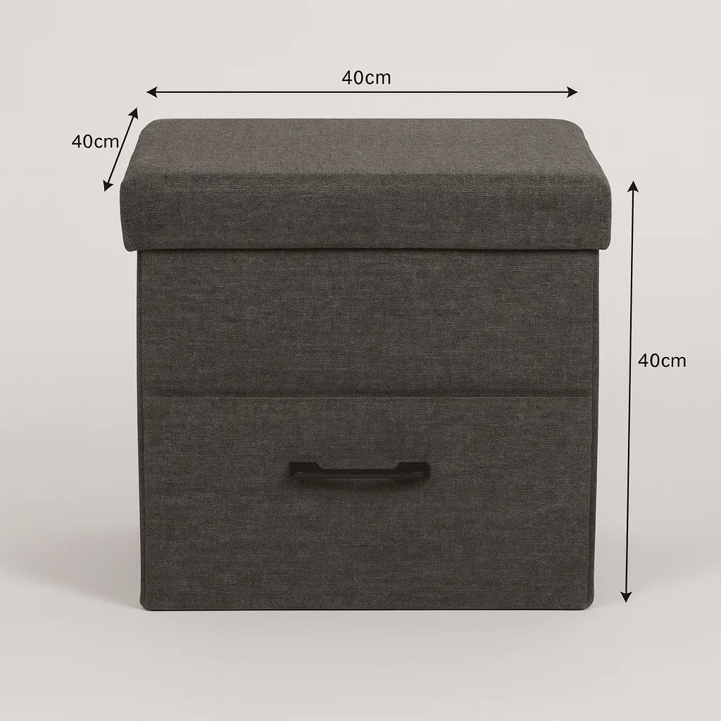 Alocasia – Pouf Coffre Moderne Gris Foncé en PU avec Structure en Bois MDF