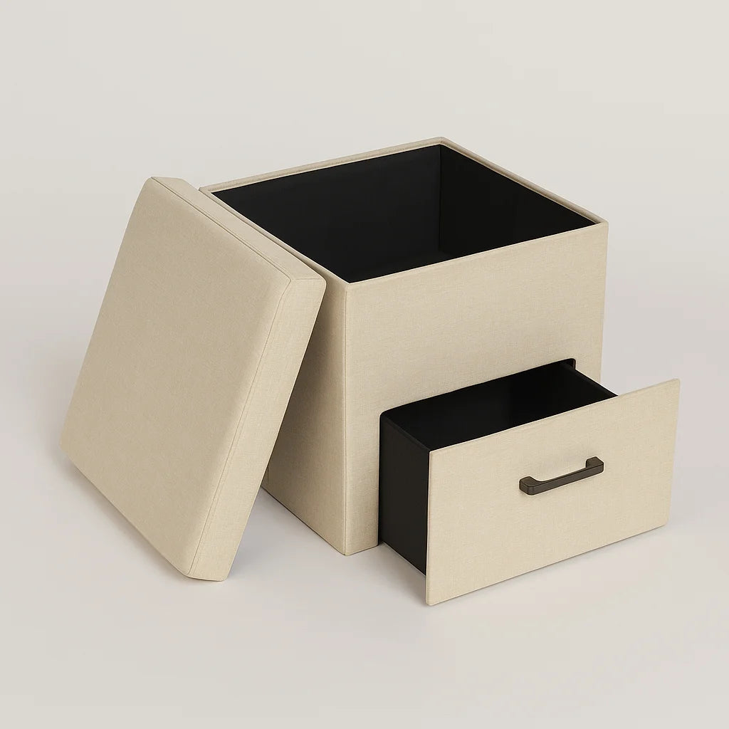 Strelitzia - Pouf contenitore colore beige moderno