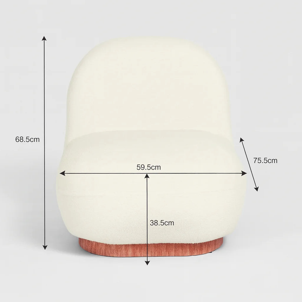 Plumerina – Modern White PU Armchair, 1-Seater Sofa with MDF Wood Frame