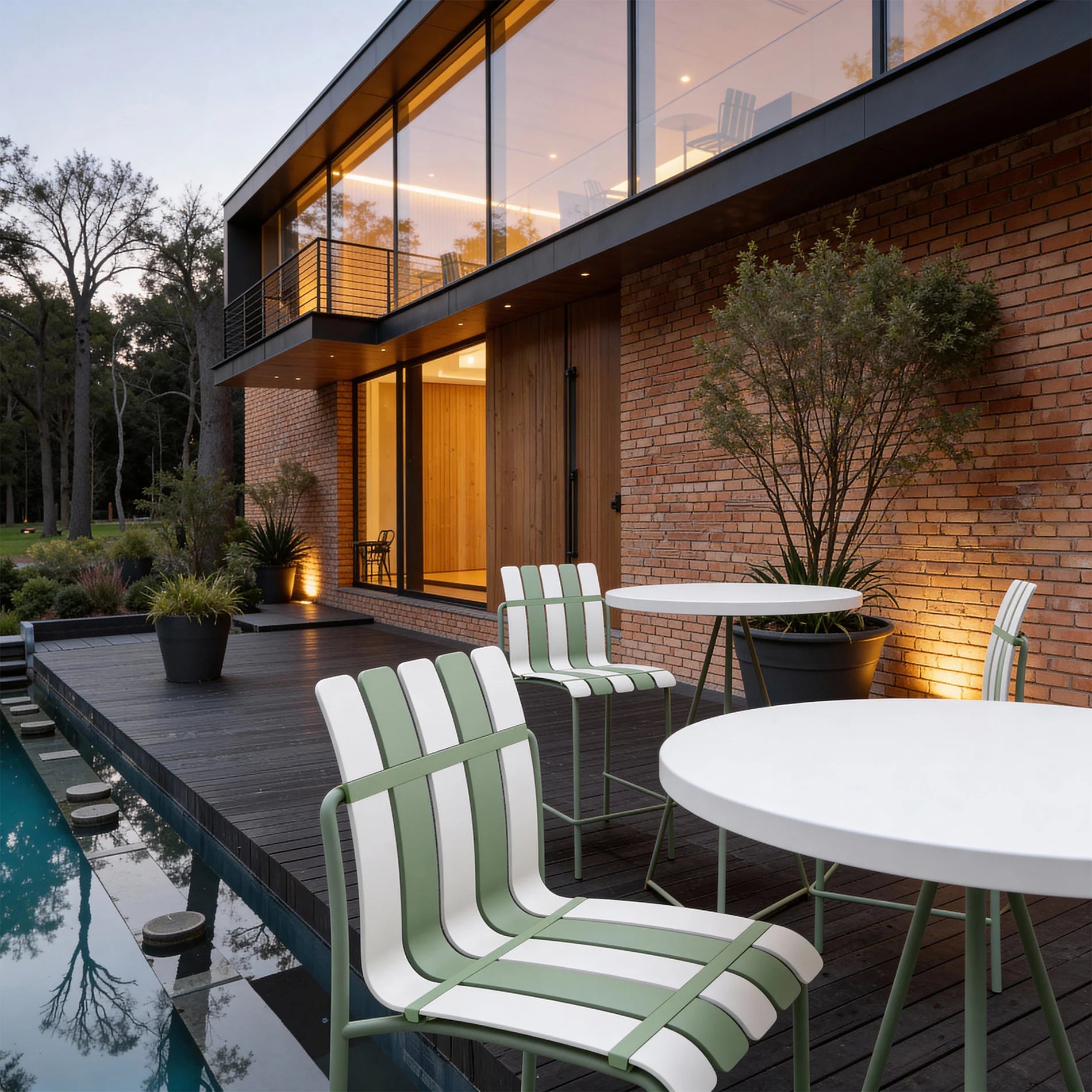 Sareo - Set 2 sgabelli da Bar Alti colore bianco e verde stile moderno