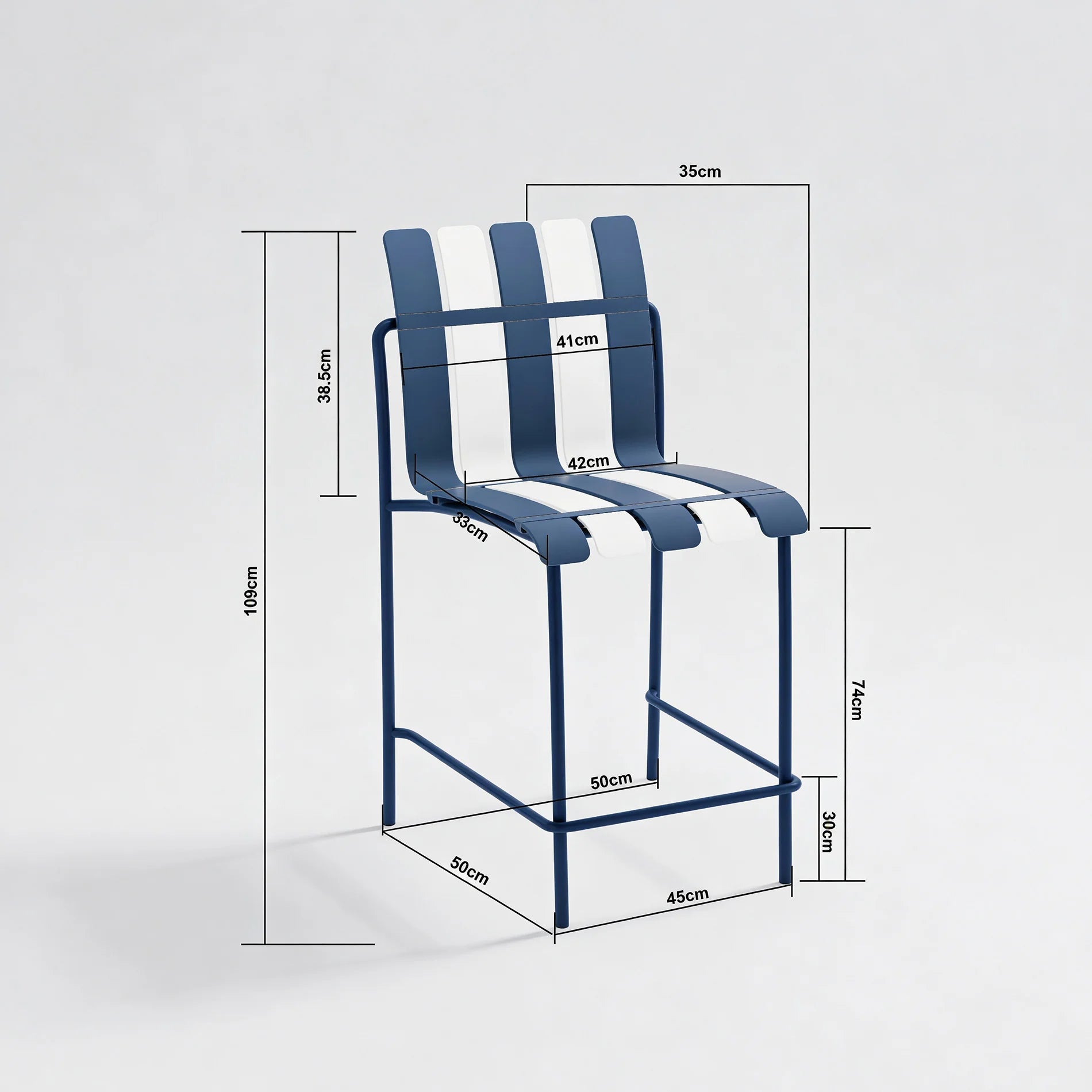 Nareo - Set of 2 High Bar Stools White and Blue Modern Style