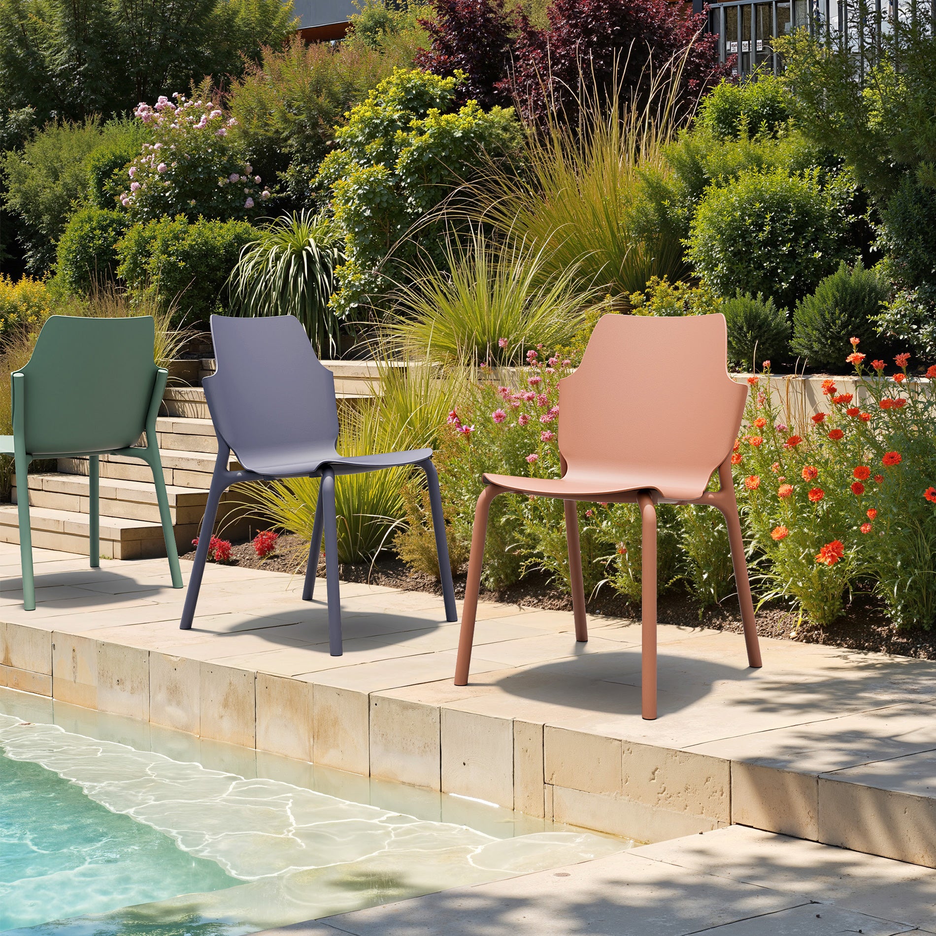 Kador - Set 2 sedie da cucina impilabili marrone mocha moderne