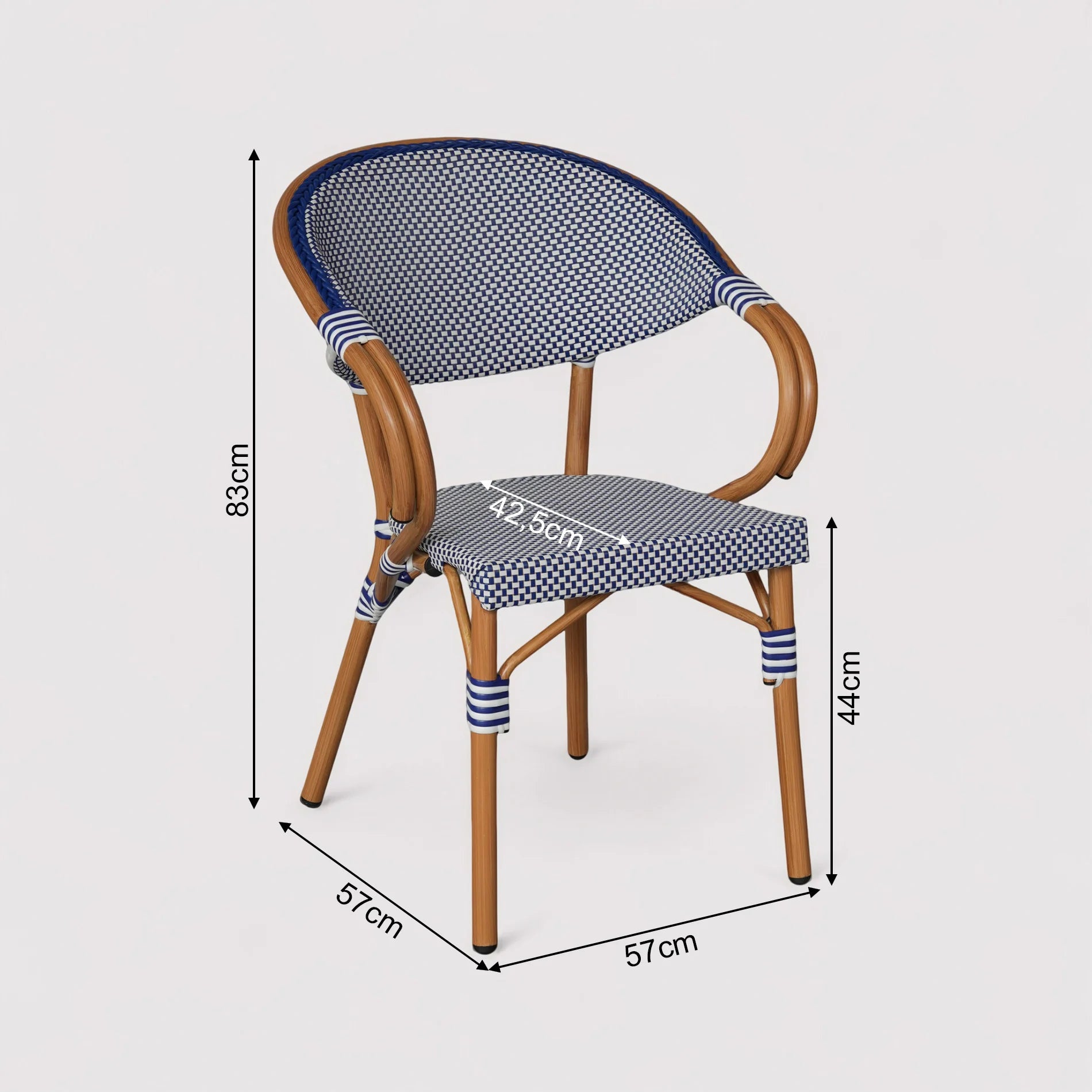 Camellia - Set 2 Sedie da giardino impilabili blu bianco classico