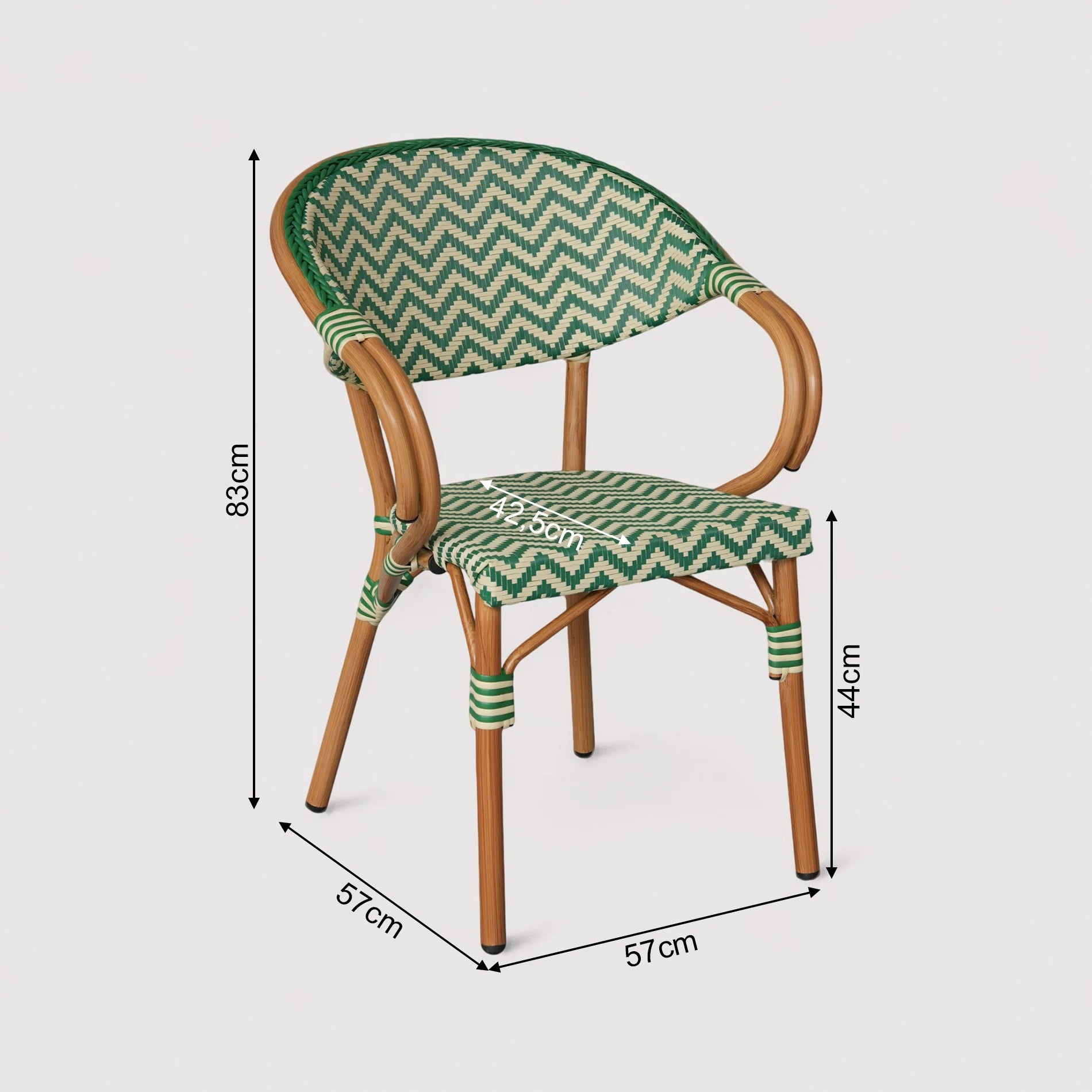 Amaranta - Set 2 Sedie da giardino impilabili verde bianco classico