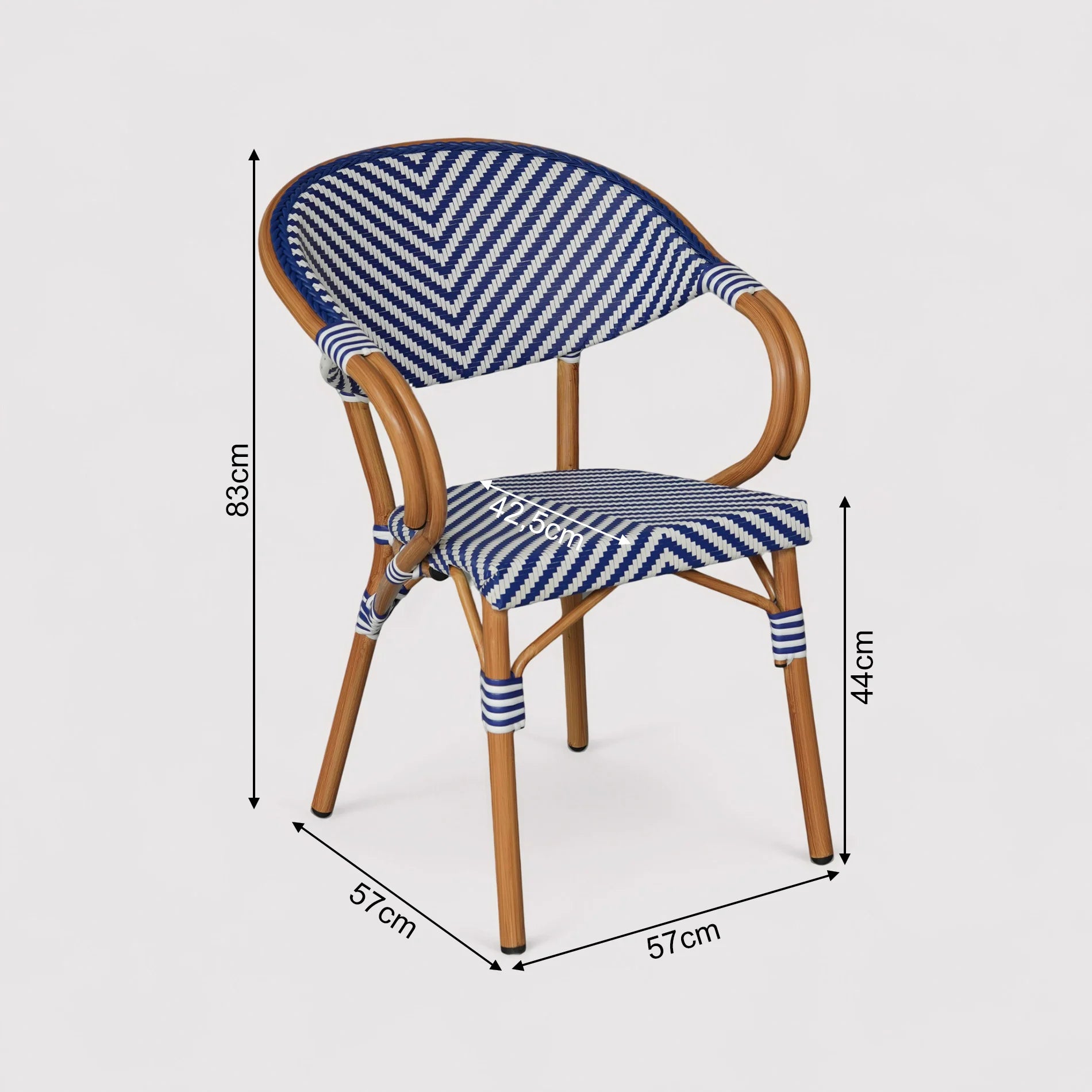 Belladonna - Set 2 Sedie da giardino impilabili bianco blu classico