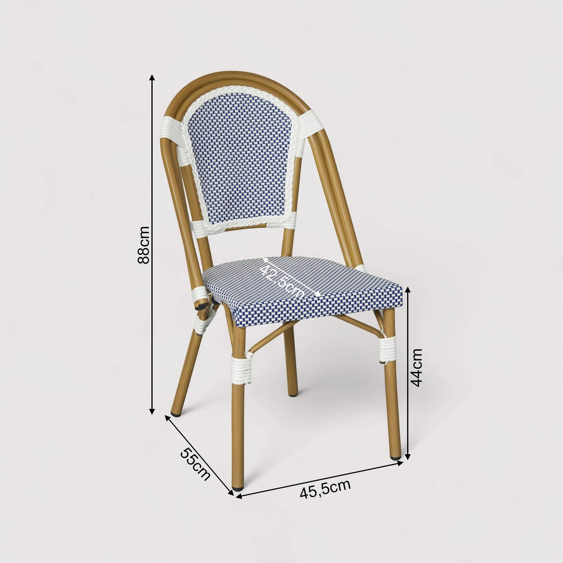 Kentia - Set 2 Sedie da giardino impilabili blu bianco classico