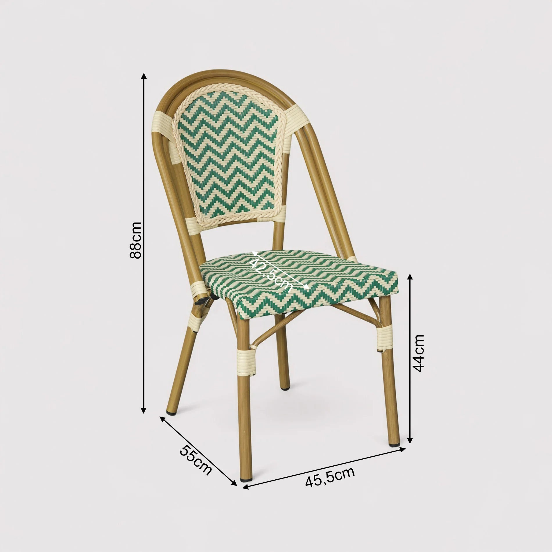 Tillandsia - Set 2 Sedie da giardino impilabili verde bianco classico