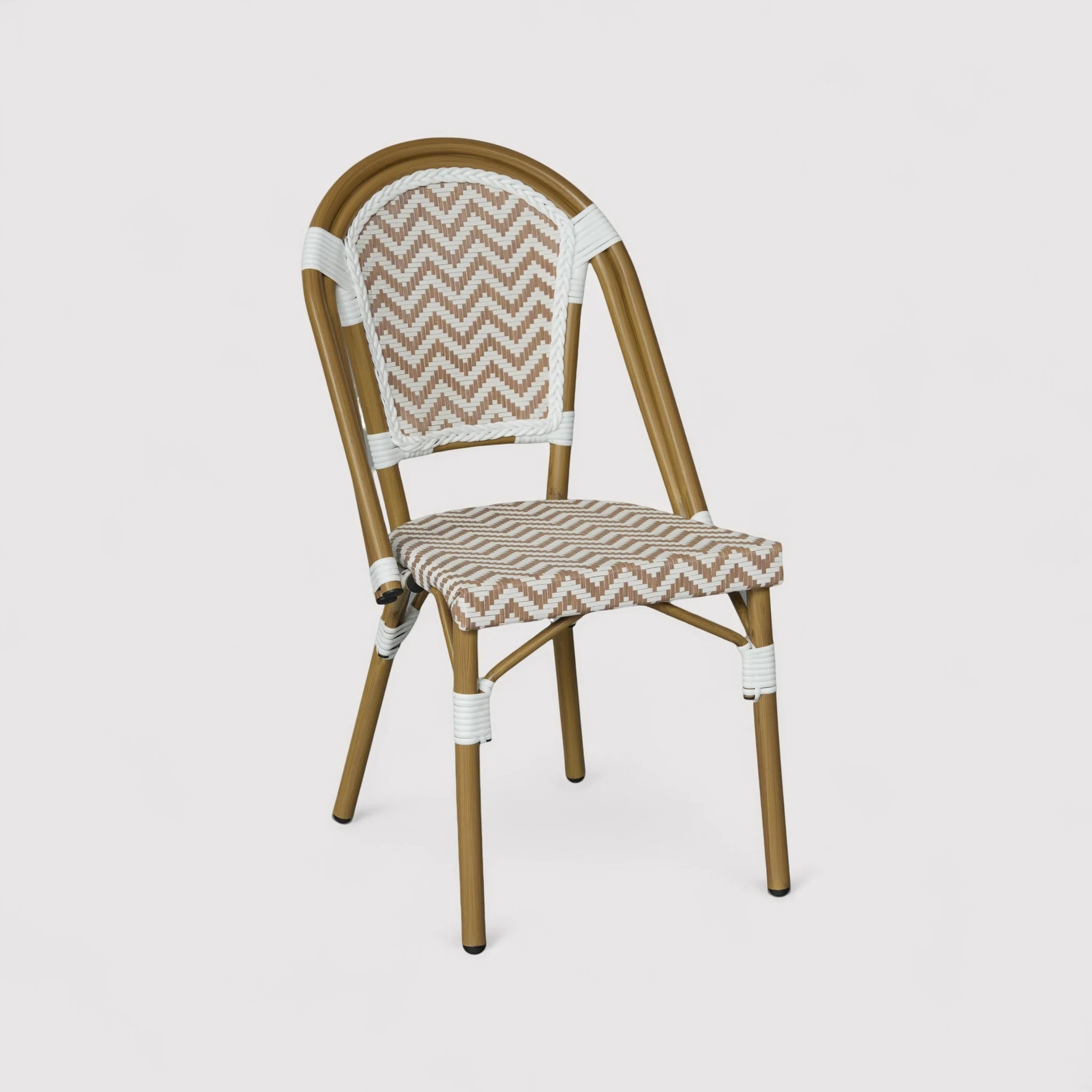 Cyperus - Set 2 Sedie da giardino impilabili marrone bianco classico