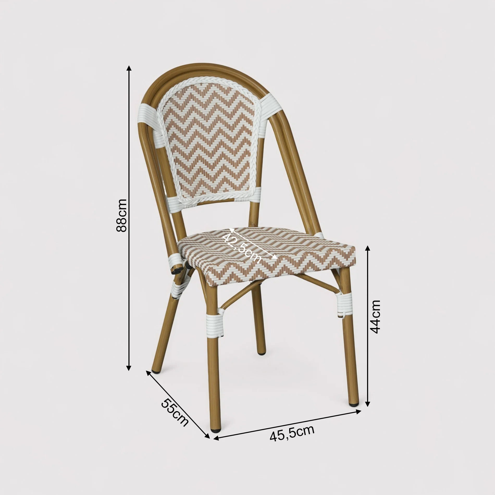Cyperus - Set 2 Sedie da giardino impilabili marrone bianco classico