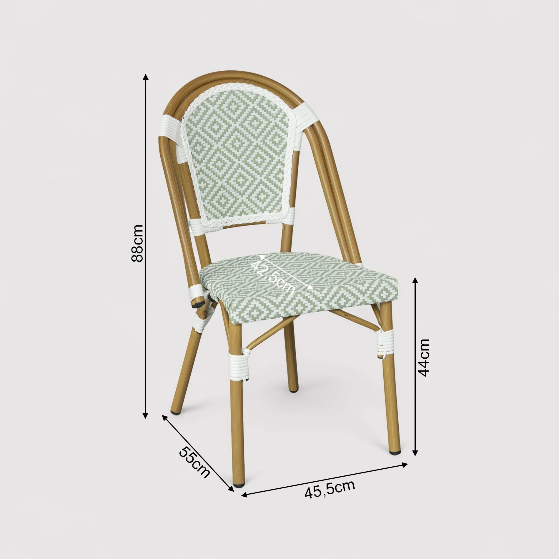 Schefflera - Set 2 Sedie da giardino impilabili bianco verde classico