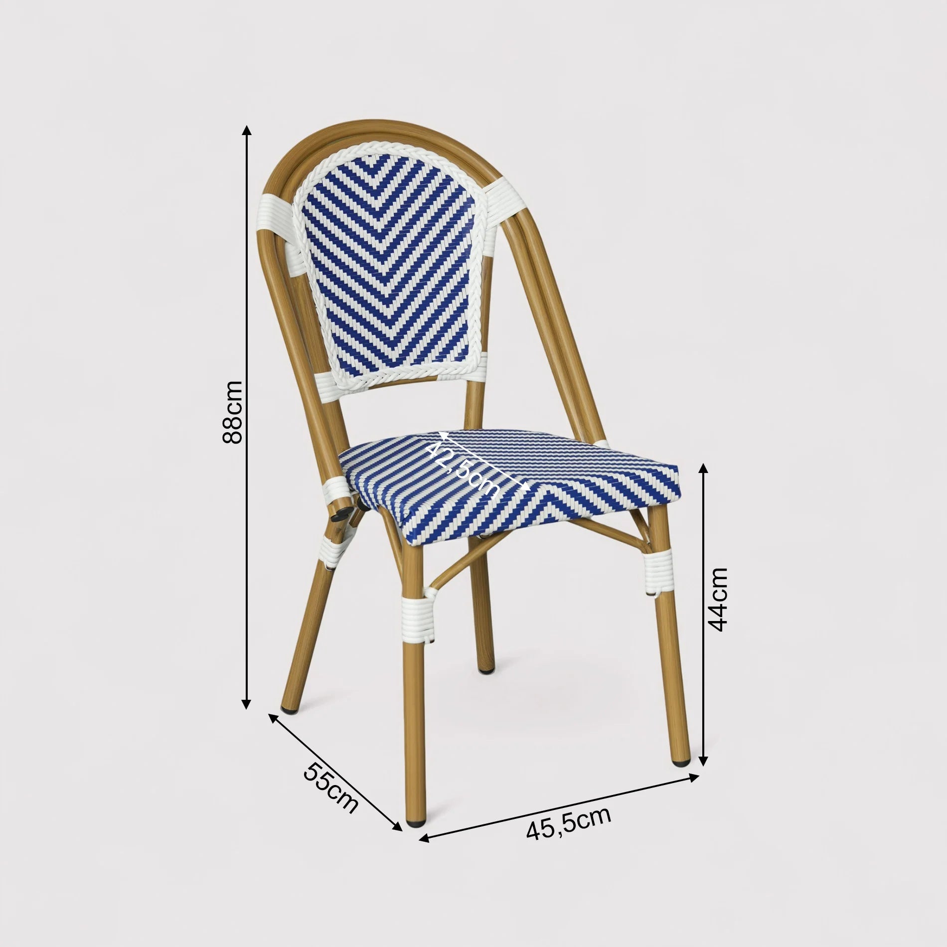 Alpinia - Set 2 Sedie da giardino impilabili blu bianco classico