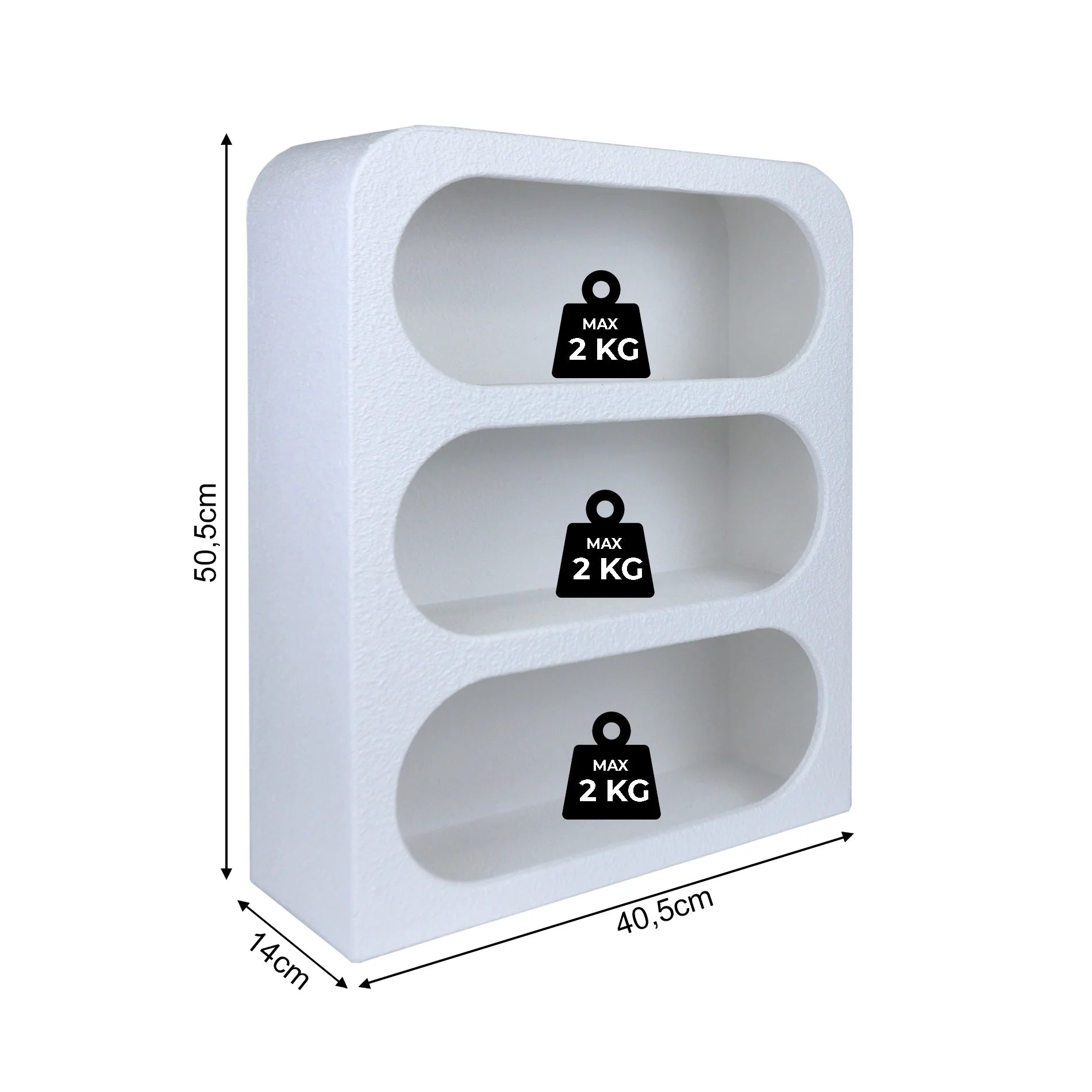 Selene – Modern White MDF Wall Shelf, Floating Wall Mounted Shelf