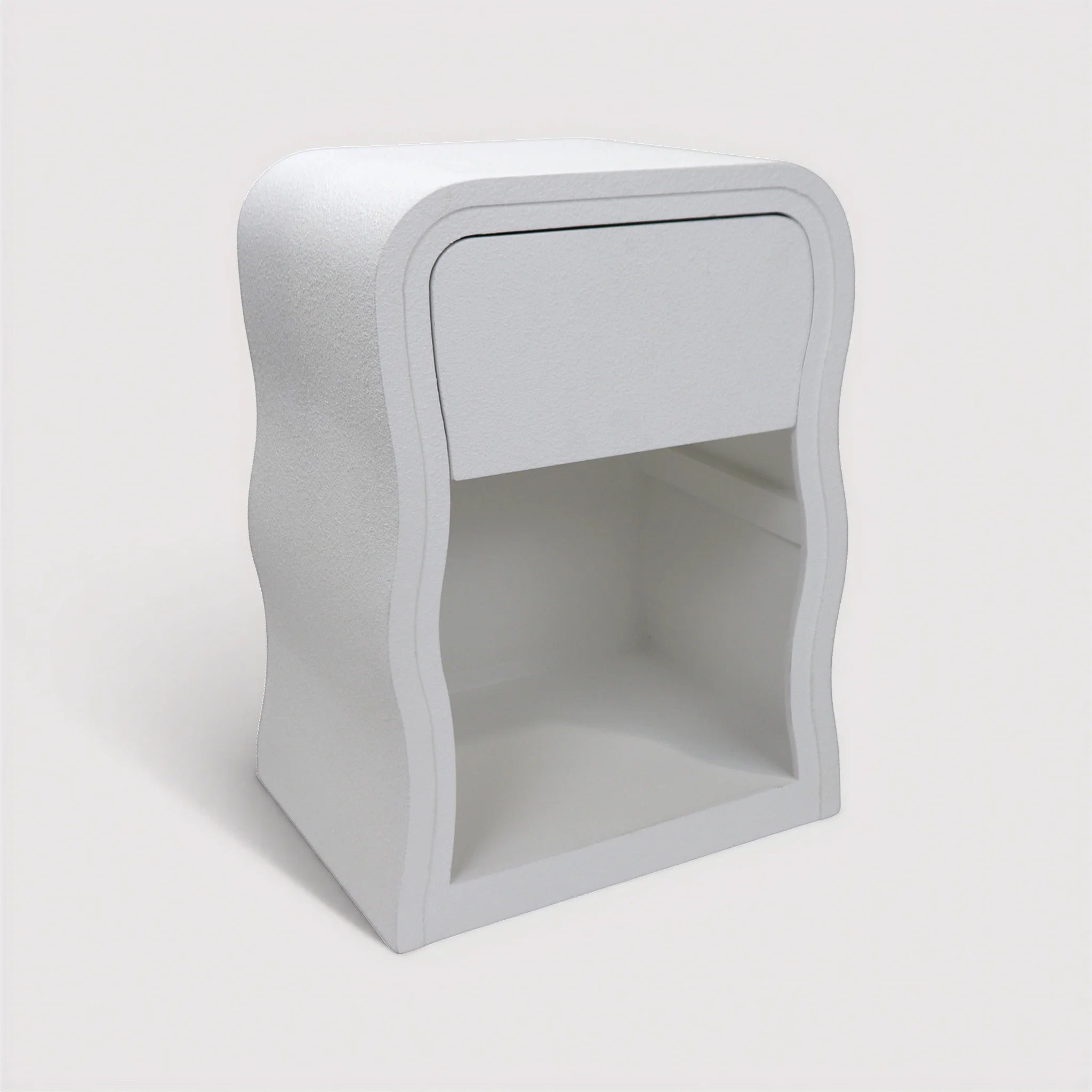 Edelweiss – Modern White MDF Bedside Table with 1 Drawer, Nightstand for Bedroom