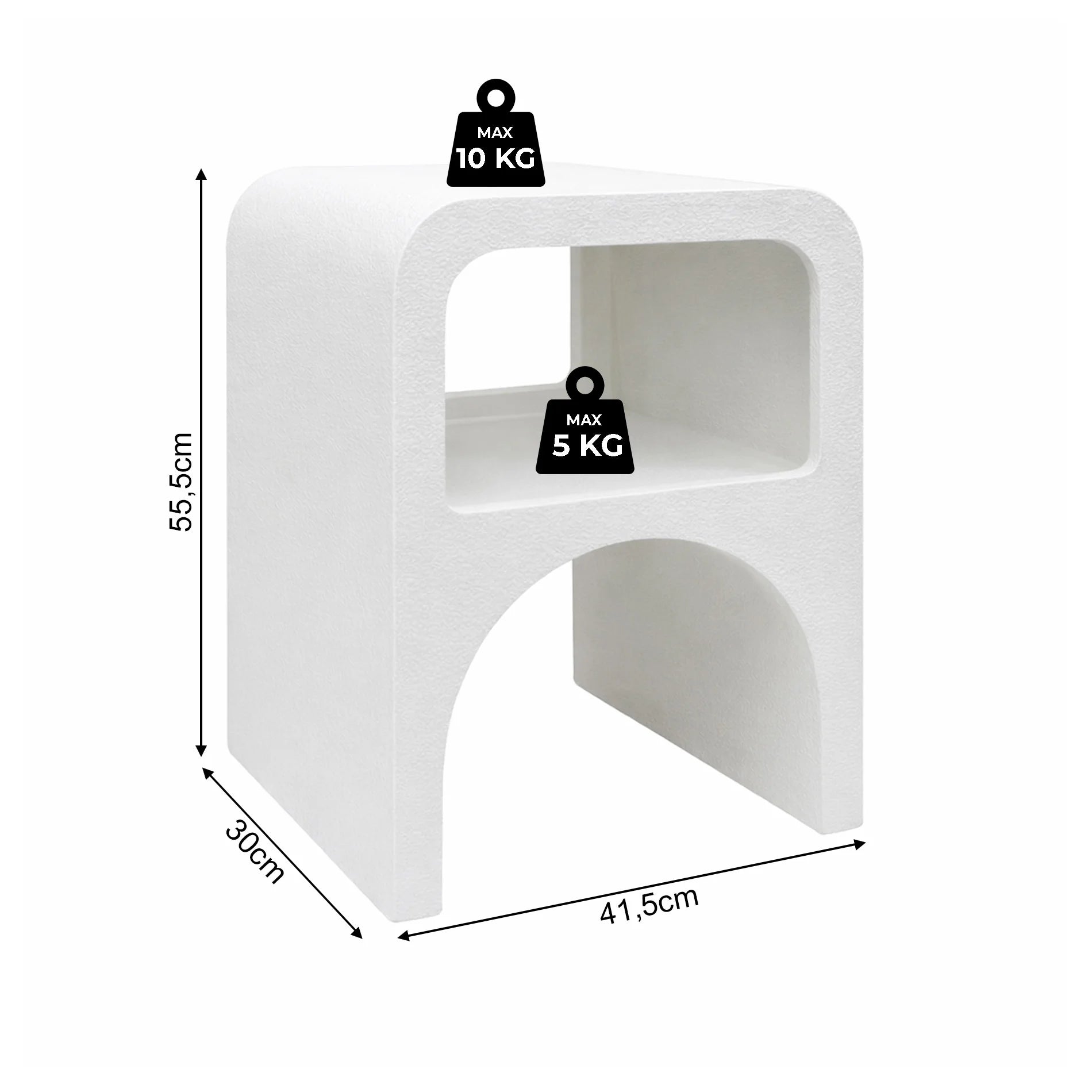 Seraphina – Moderner Nachttisch aus MDF in Weiß mit 1 Ablage
