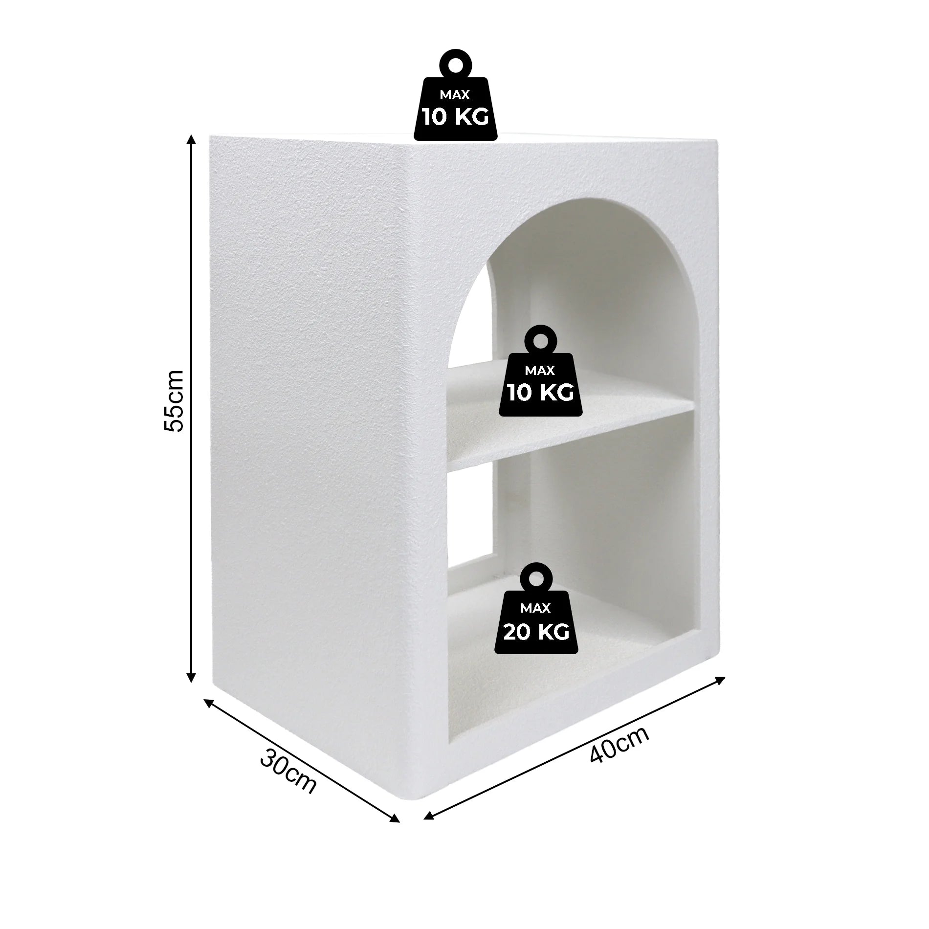 Nerina – Modern White MDF Bedside Table with 1 Open Shelf