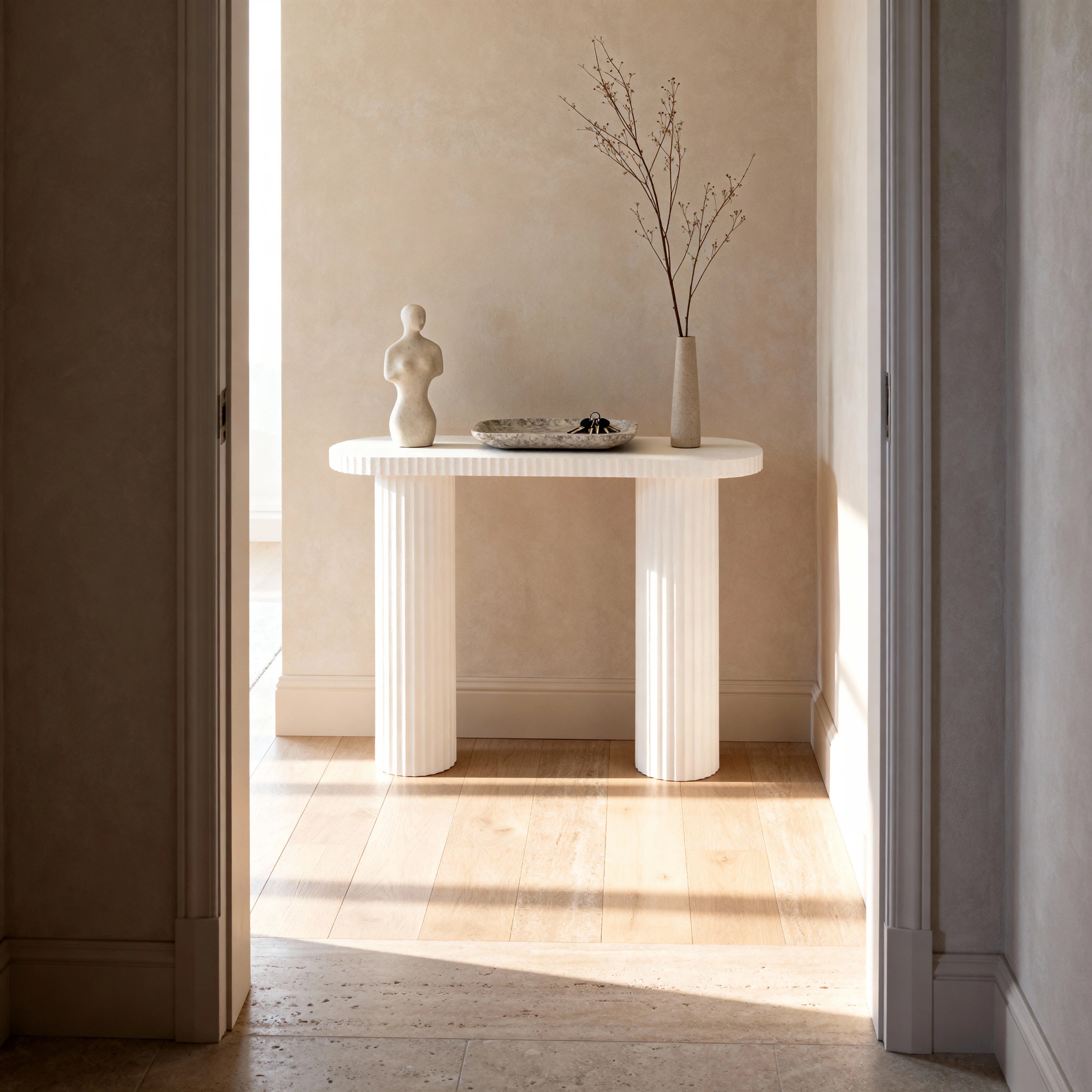 Sequoia – Moderner Konsolentisch aus MDF in Weiß, Schmaler Flurtisch
