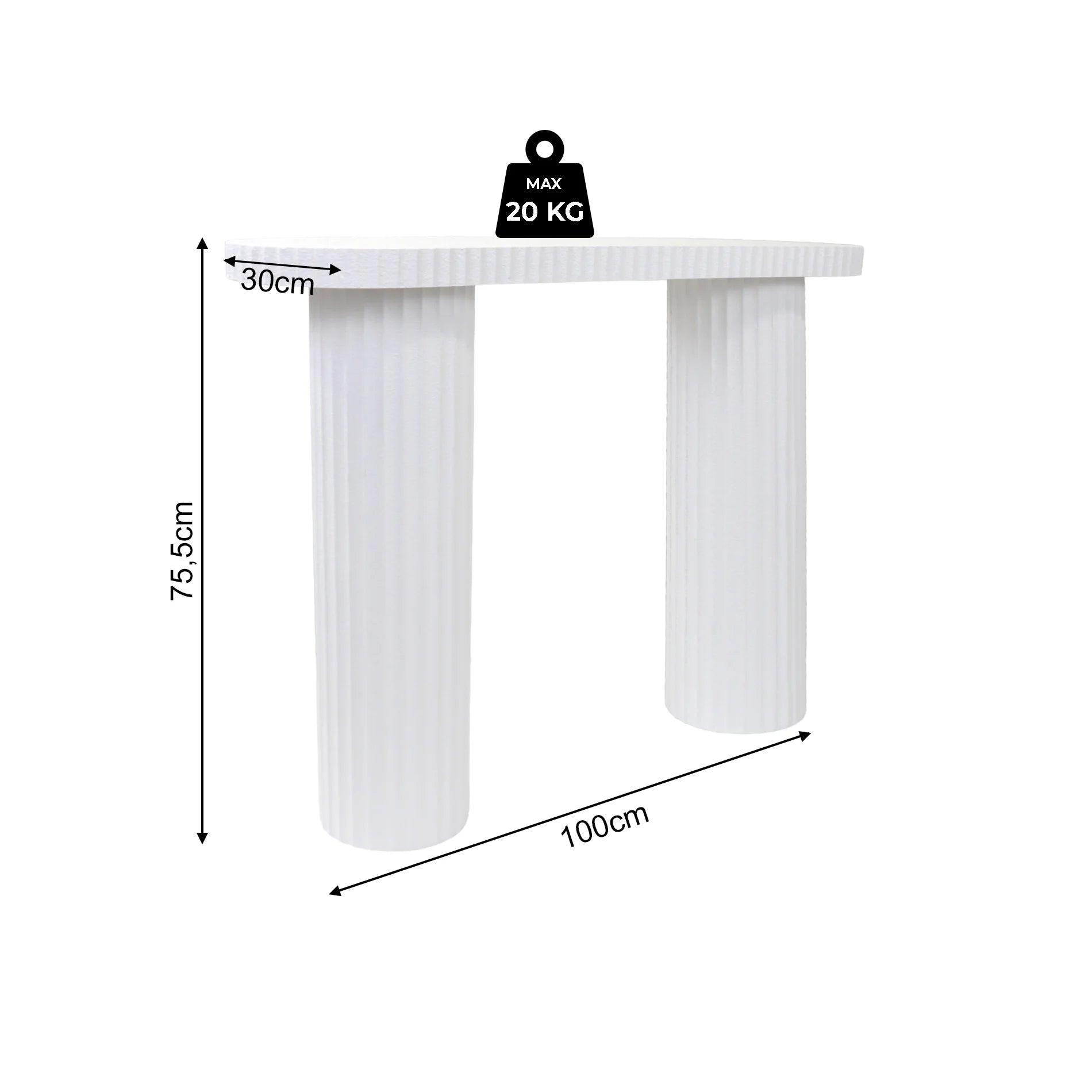 Sequoia – Moderner Konsolentisch aus MDF in Weiß, Schmaler Flurtisch