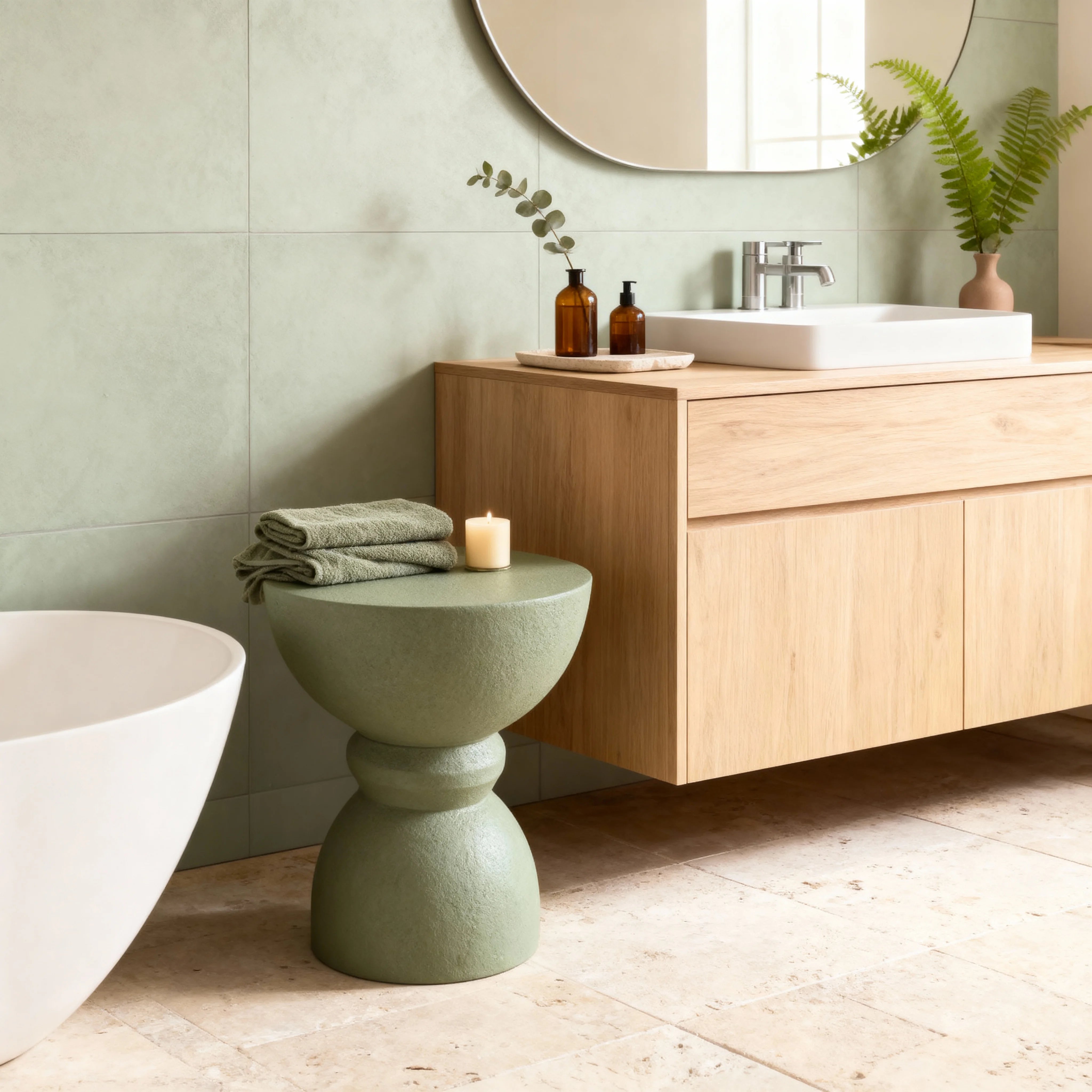 Serpentine - Sofa Side Table Green Modern Style