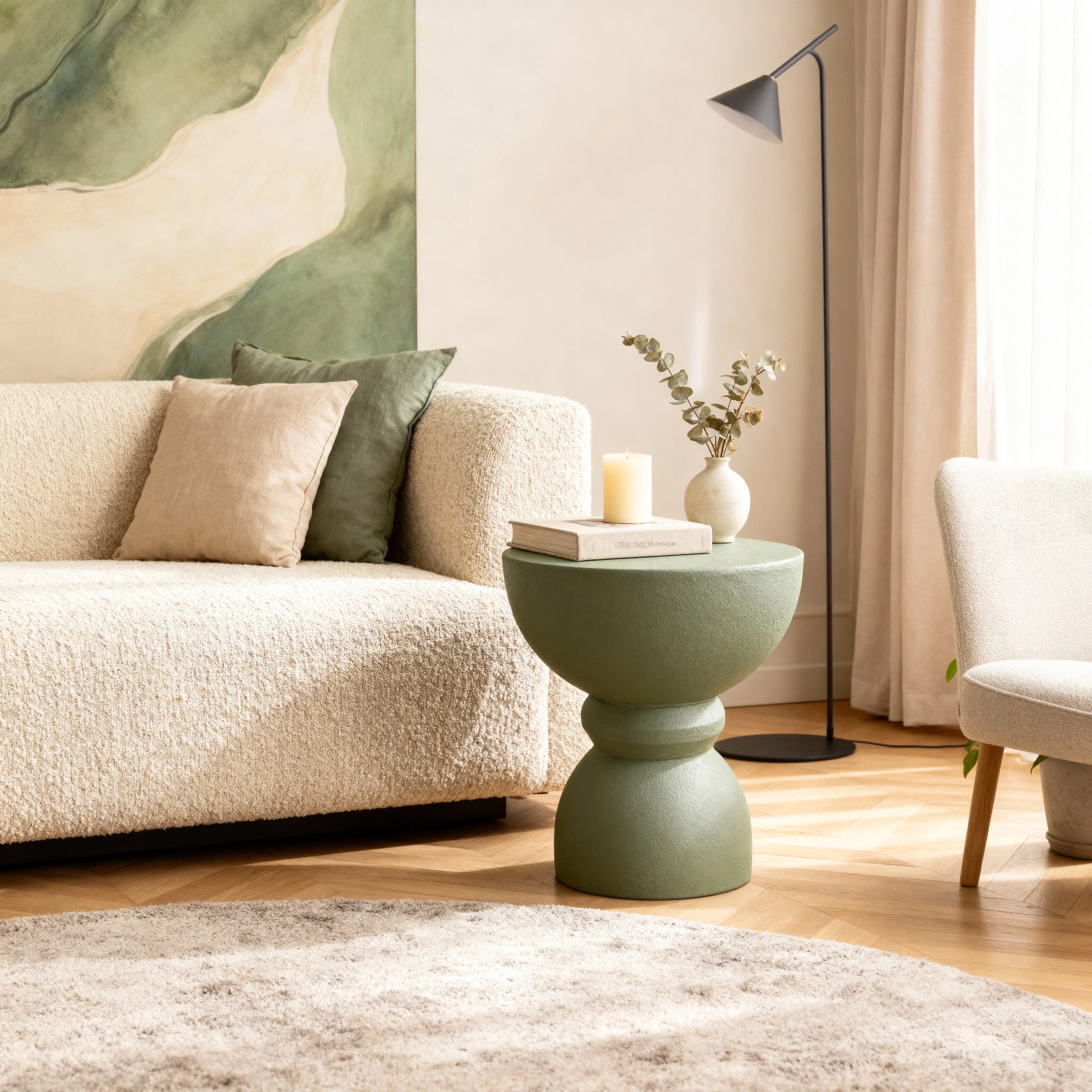 Serpentine - Sofa Side Table Green Modern Style