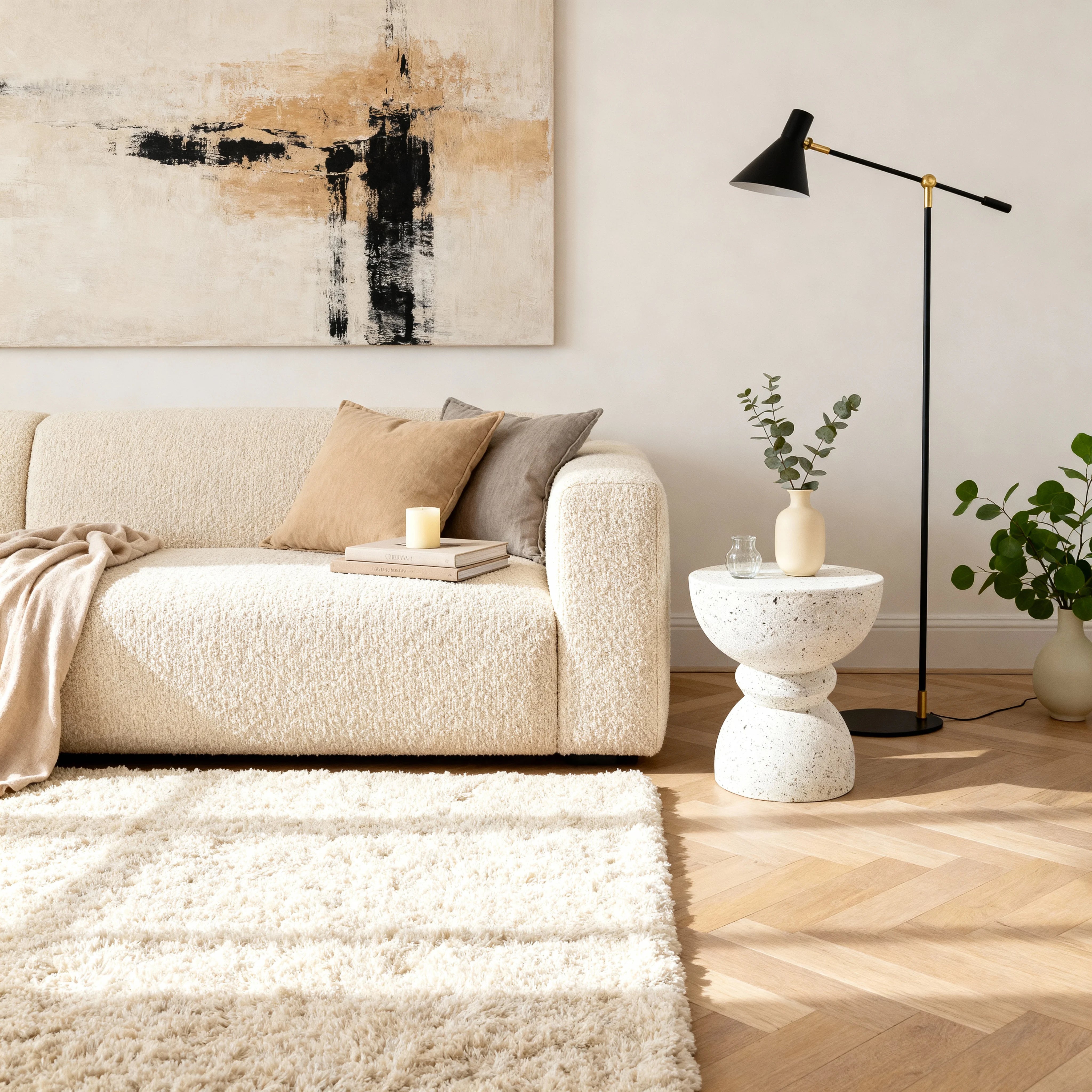 Travertine - Mesa de centro Blanco y negro Estilo moderno