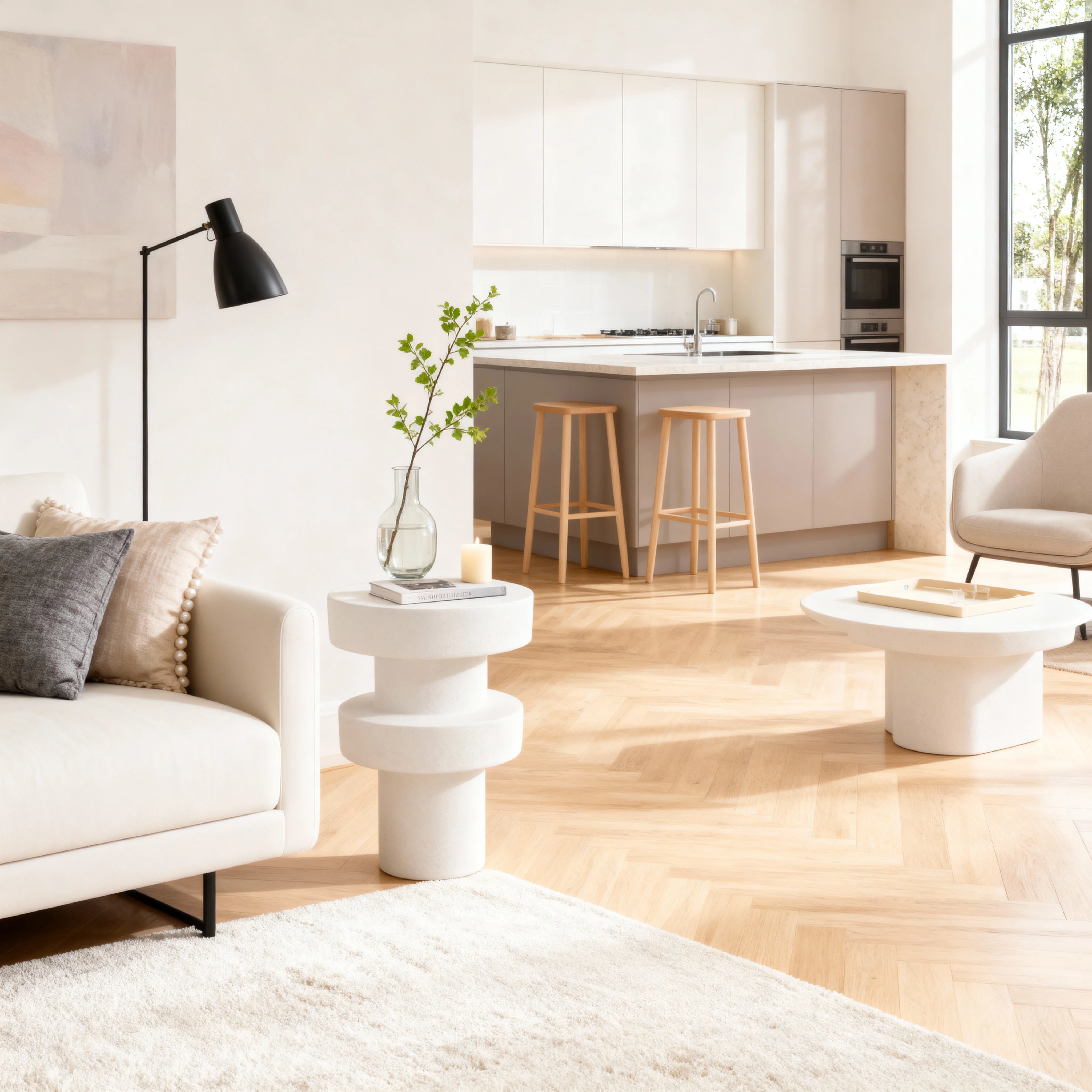 Kalix - Mesa de centro Blanco Estilo moderno