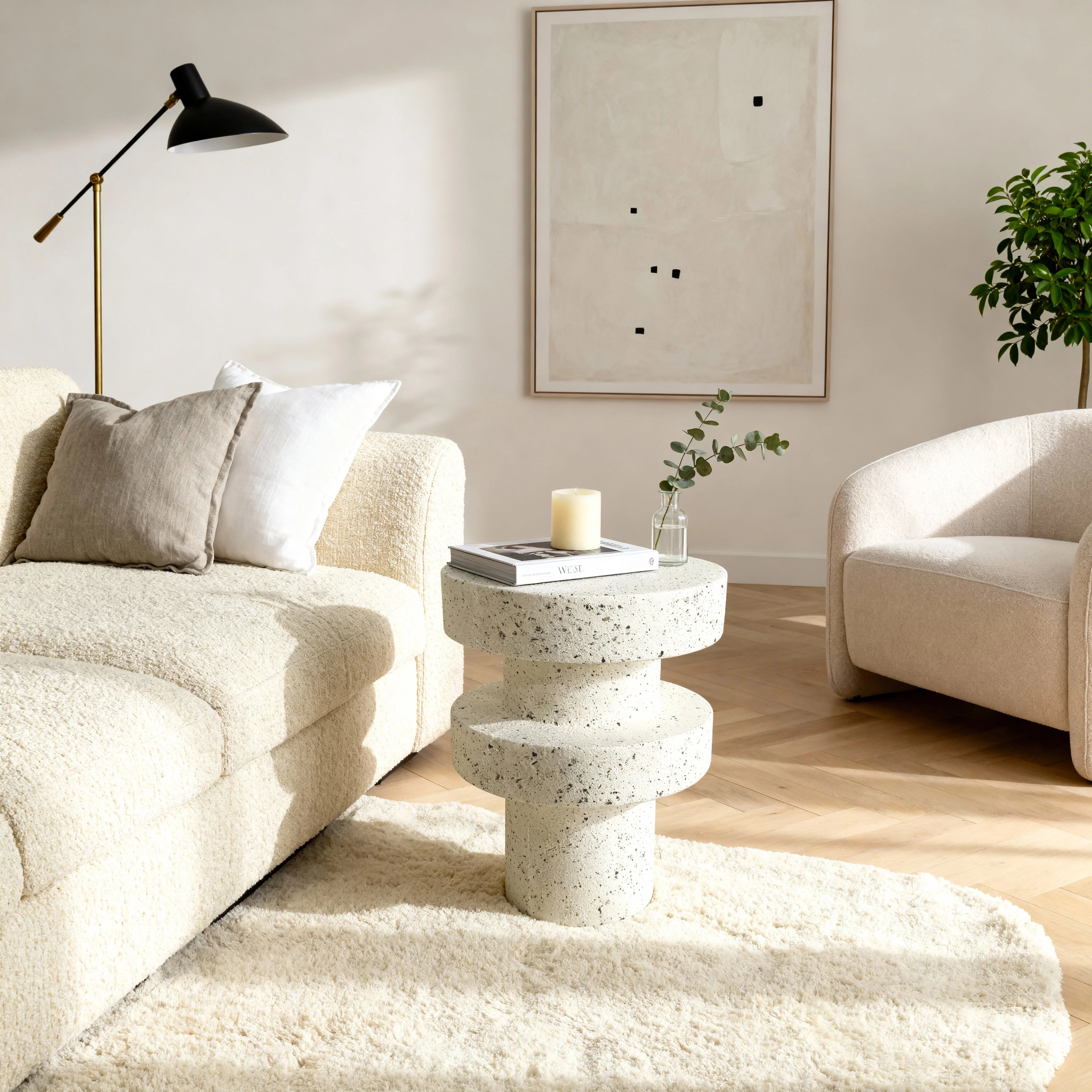 Traveno - Mesa de centro Blanco y negro Estilo moderno