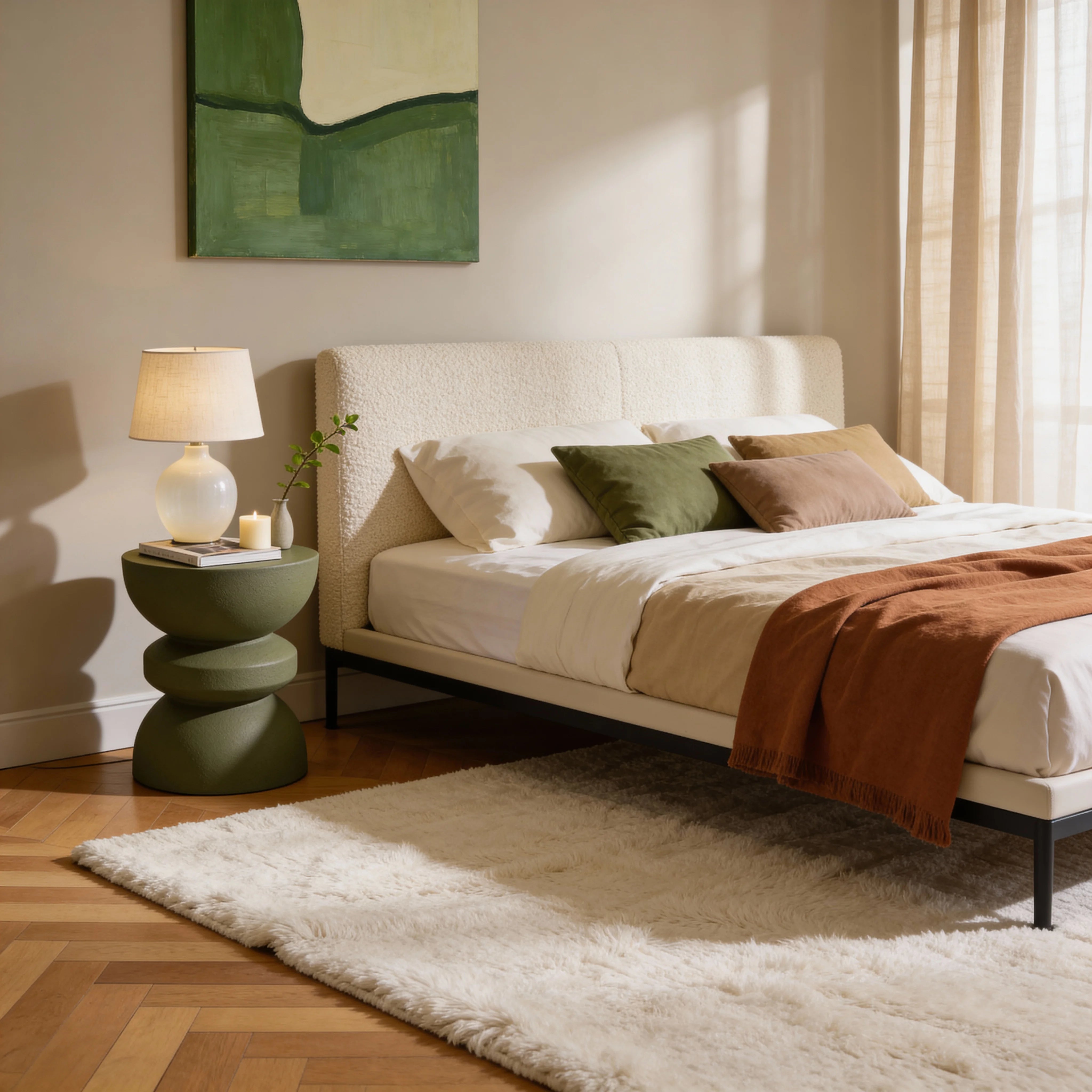Silvar - Sofa Side Table Green Modern Style